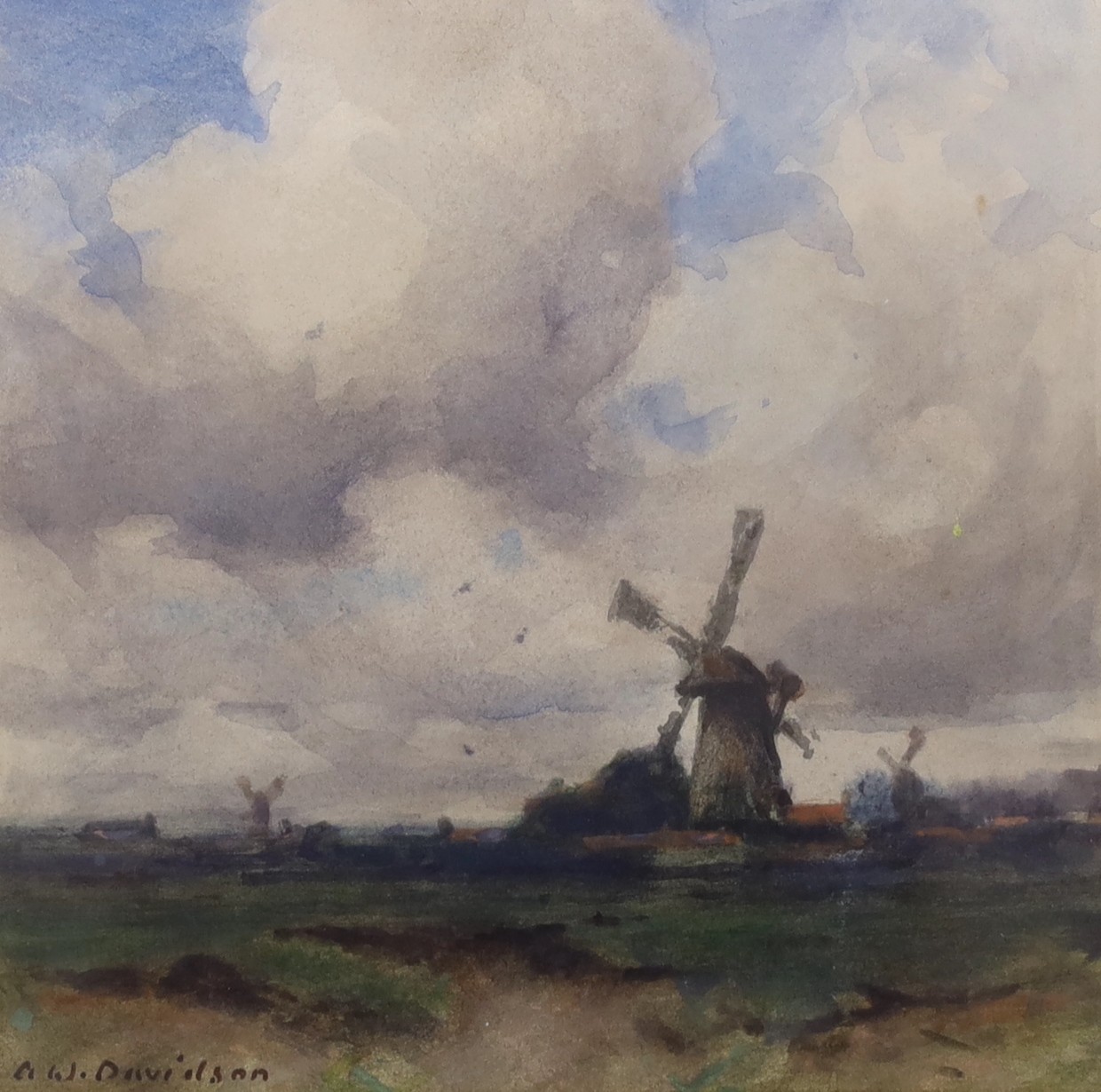 A. W. Davidson (fl.1901-1921), watercolour, 'A Breezy Day', signed, 18 x 19cm                                                                                                                                               