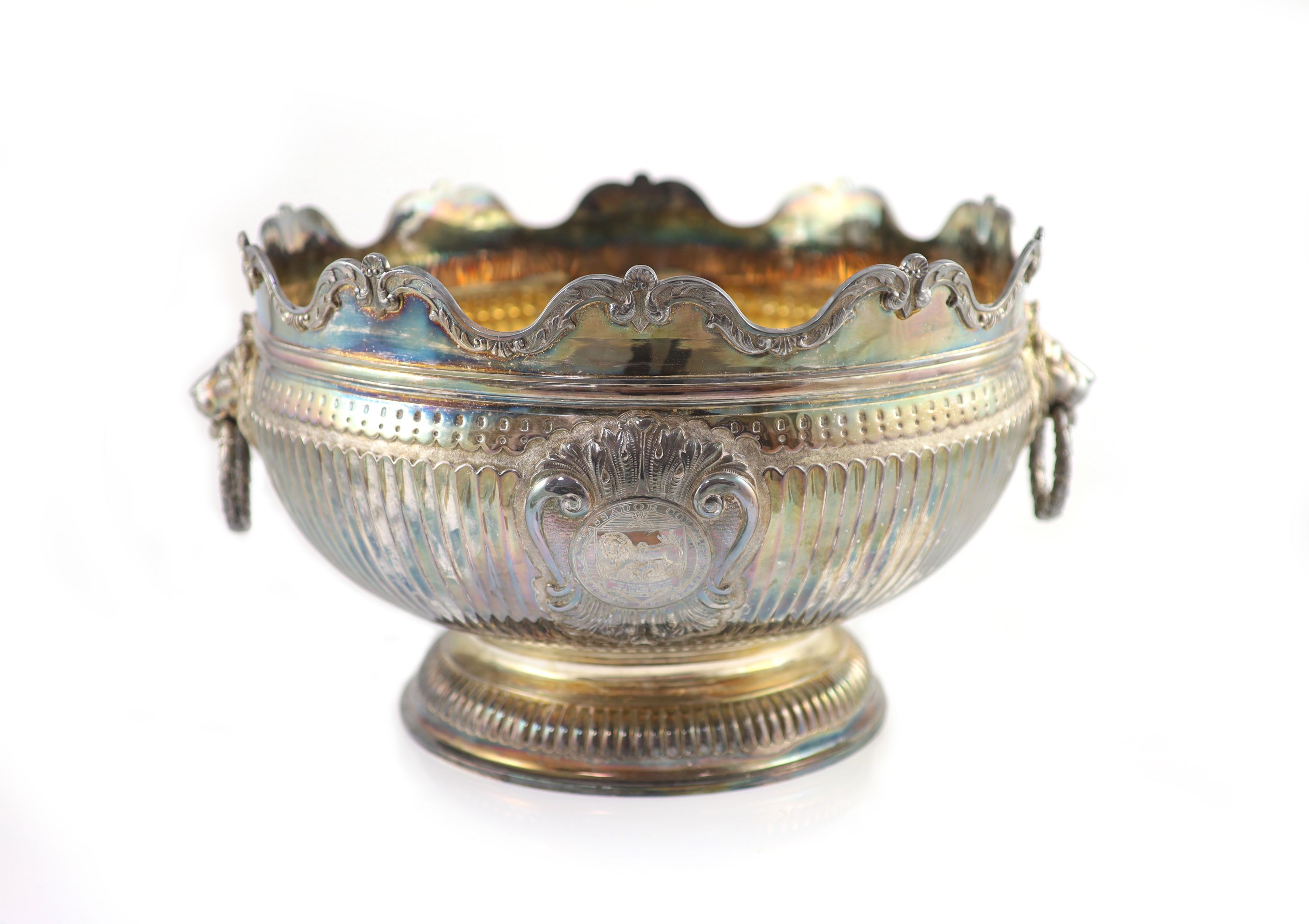 A good large Victorian fluted silver Monteith bowl, by F.B. Thomas & Co, New Bond Street                                                                                                                                    