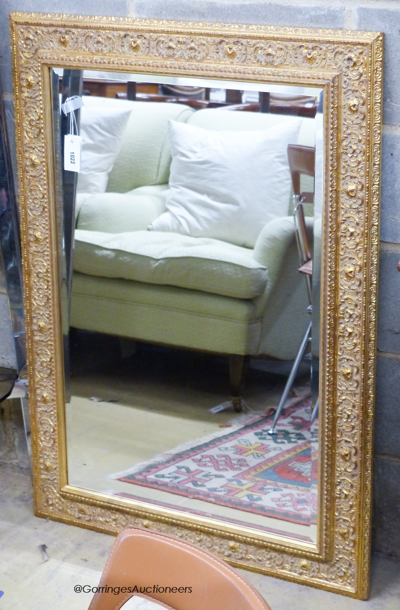 A rectangular Victorian style gilt wall mirror, 80 x 110cm.                                                                                                                                                                 