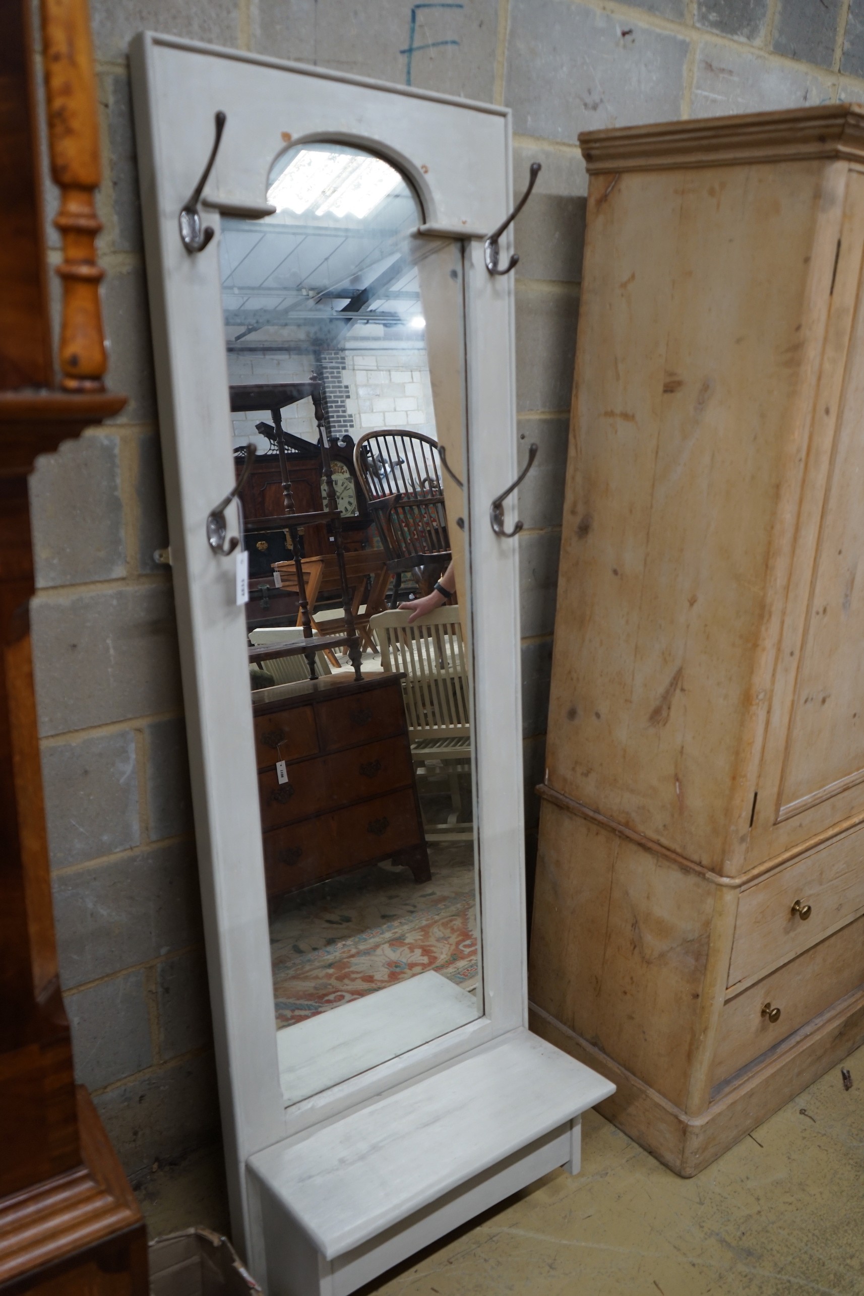 A Victorian style painted hall mirror, width 60cm, height 187cm                                                                                                                                                             