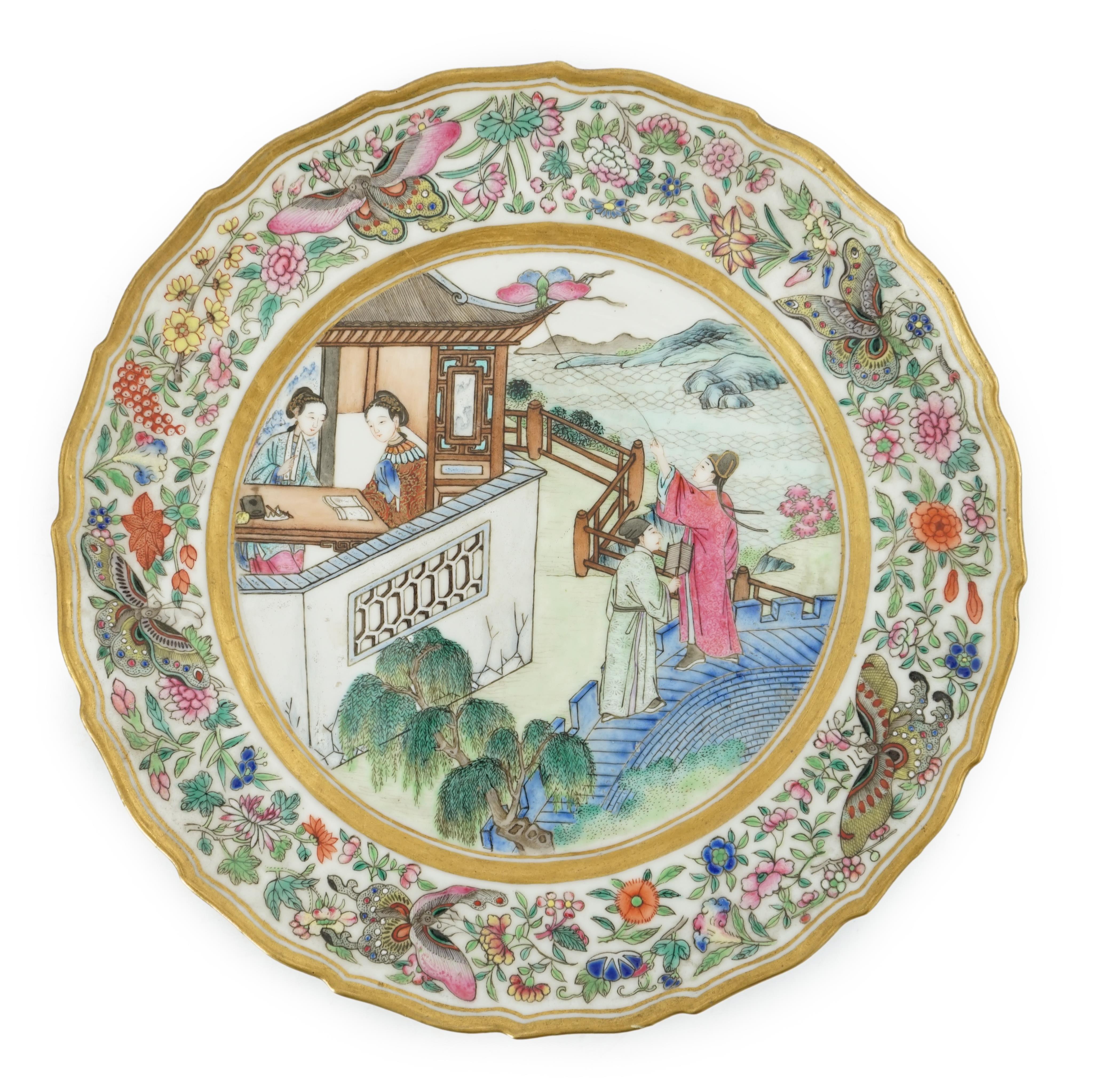 A fine Chinese famille rose ‘Romance of the Western Chamber’ dish, Jiaqing-Daoguang period                                                                                                                                  