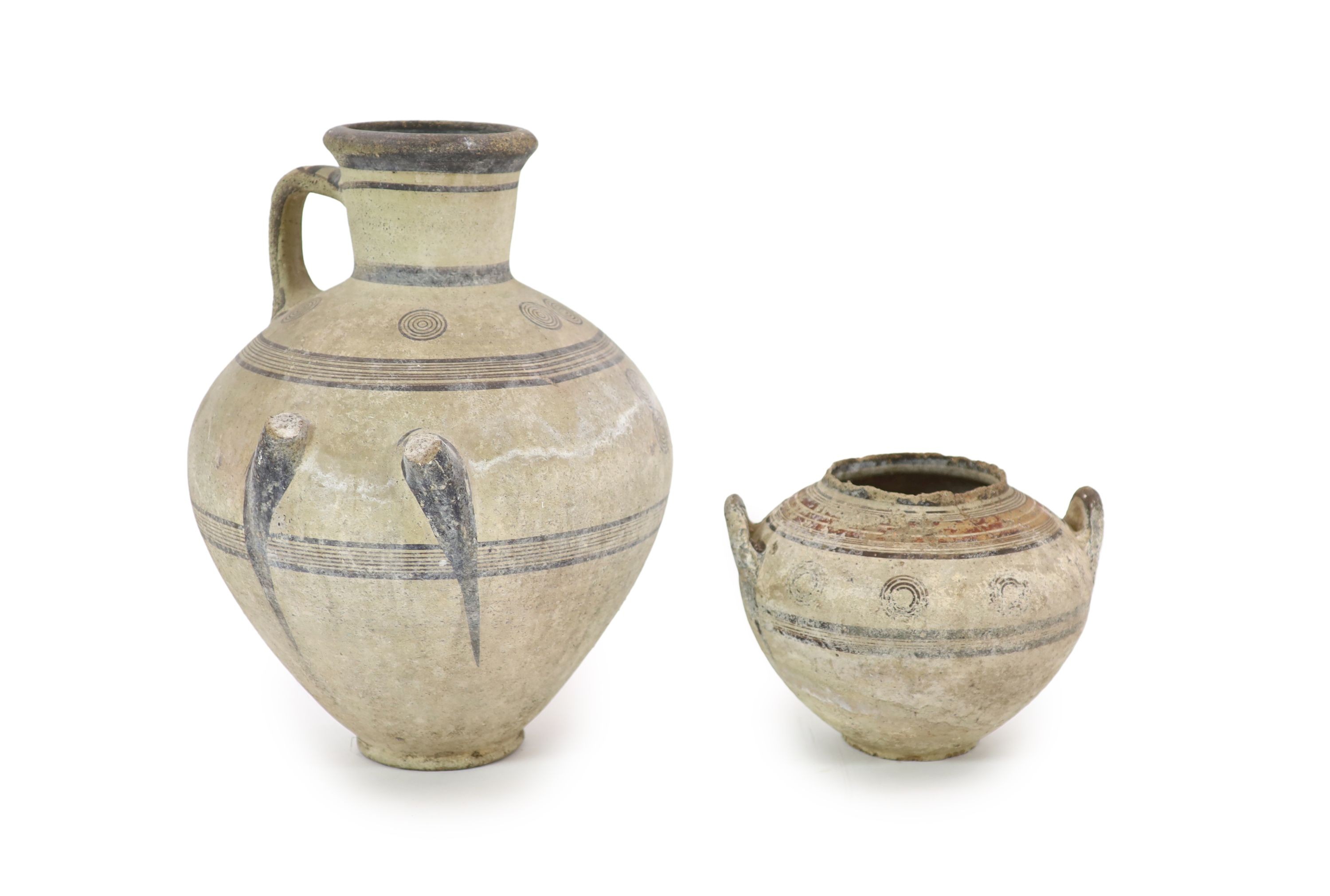 Two Cypro-archaic vessels, c.600-450 BC, H 46cm. & 21cm.                                                                                                                                                                    
