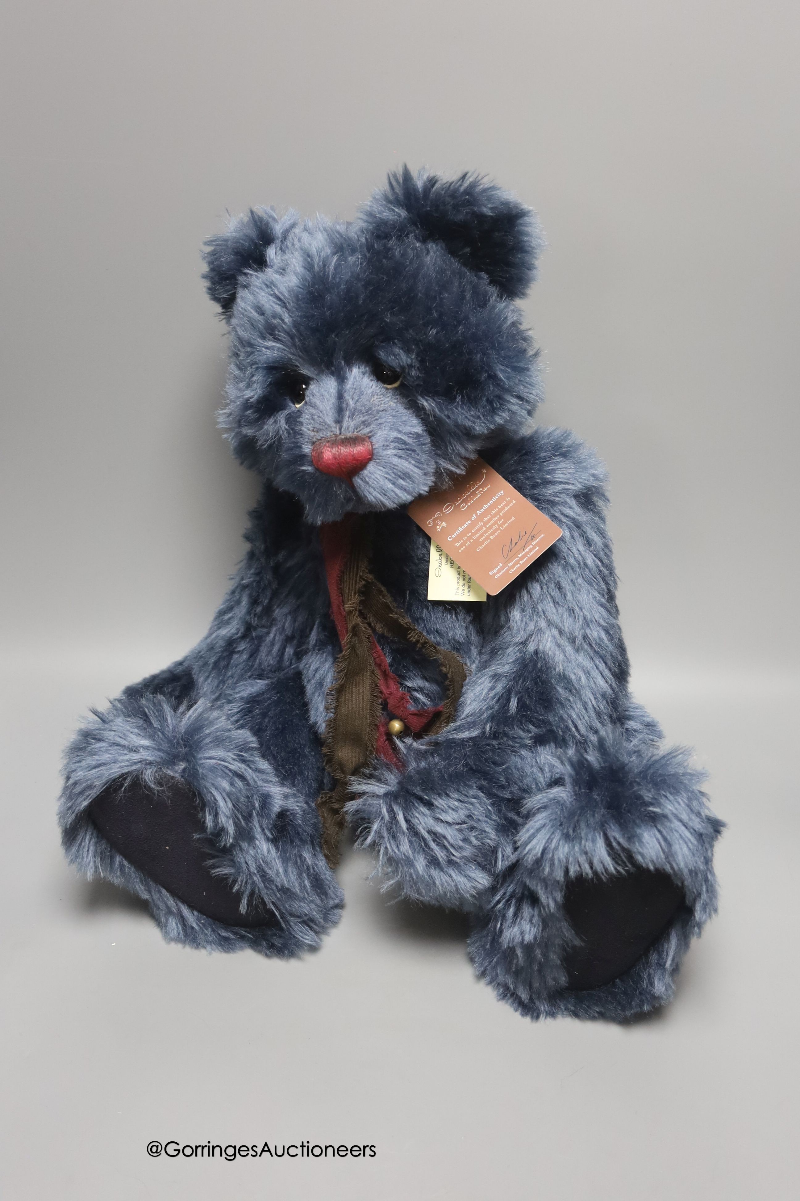 A Charlie Bear Isabella colelction "Cain", 20 inches together with certificate signed by Charlie                                                                                                                            