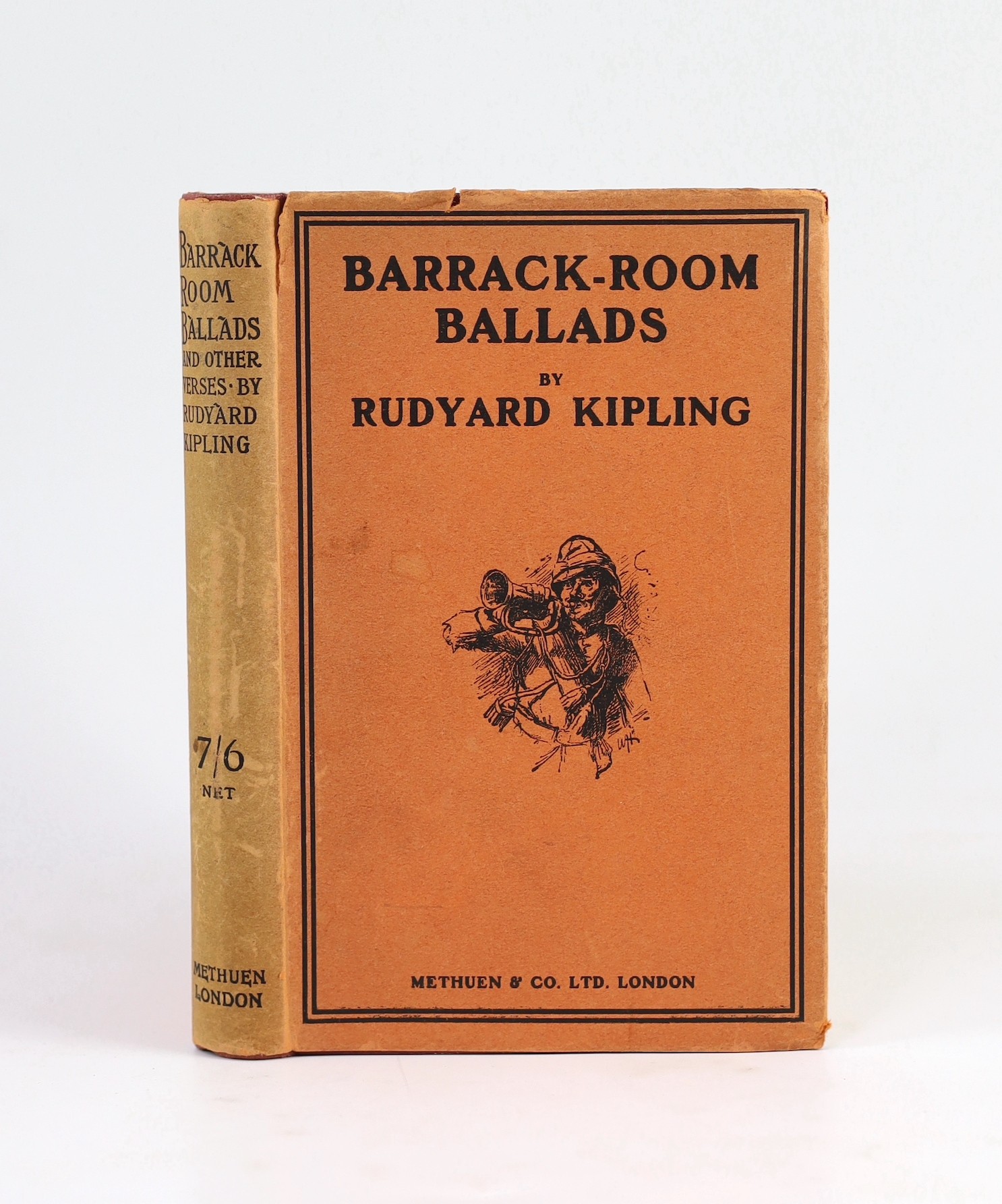Kipling, Rudyard - Barrack Room Ballads and Other Verses, 55th edition, title illus., half title; publisher's gilt-lettered cloth and pictorial d/wrapper. 1921. signed by the author on title                              