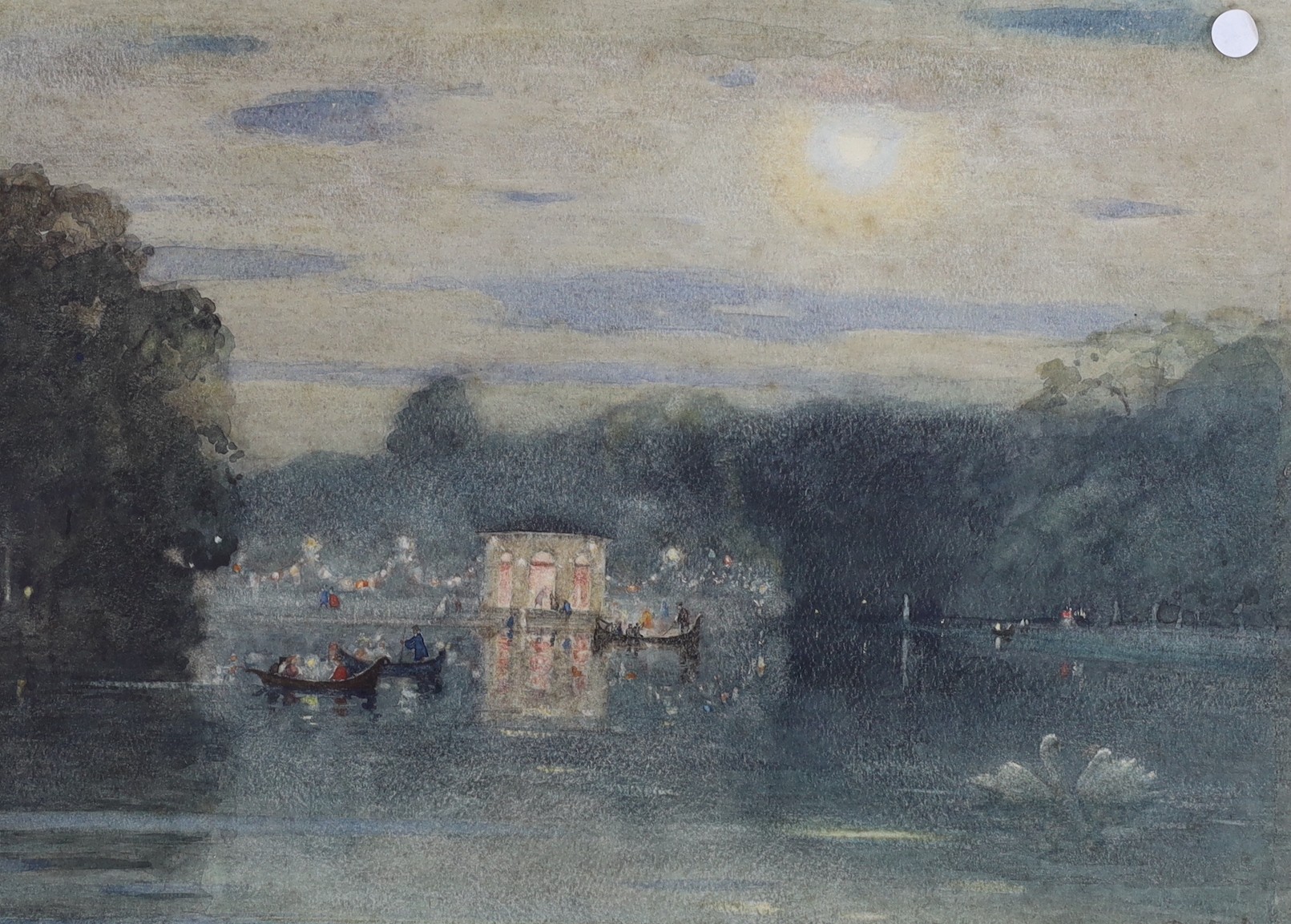 Robert.W. Little, R.W.S. (1854-1944), watercolour, Regatta on the lake at night, signed, 27 x 38cm                                                                                                                          