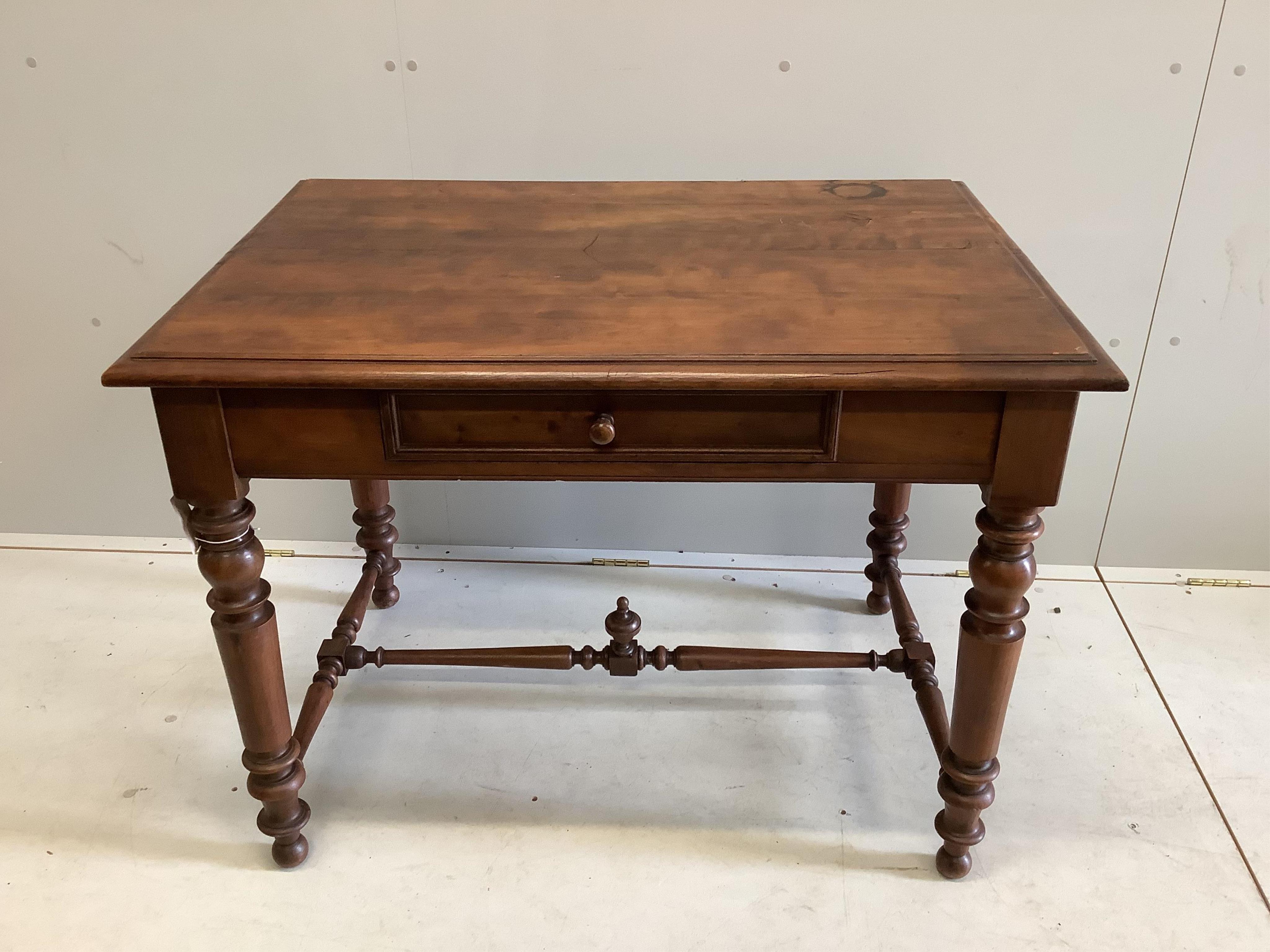 A rectangular hardwood single drawer side table, width 100cm, depth 70cm, height 76cm                                                                                                                                       