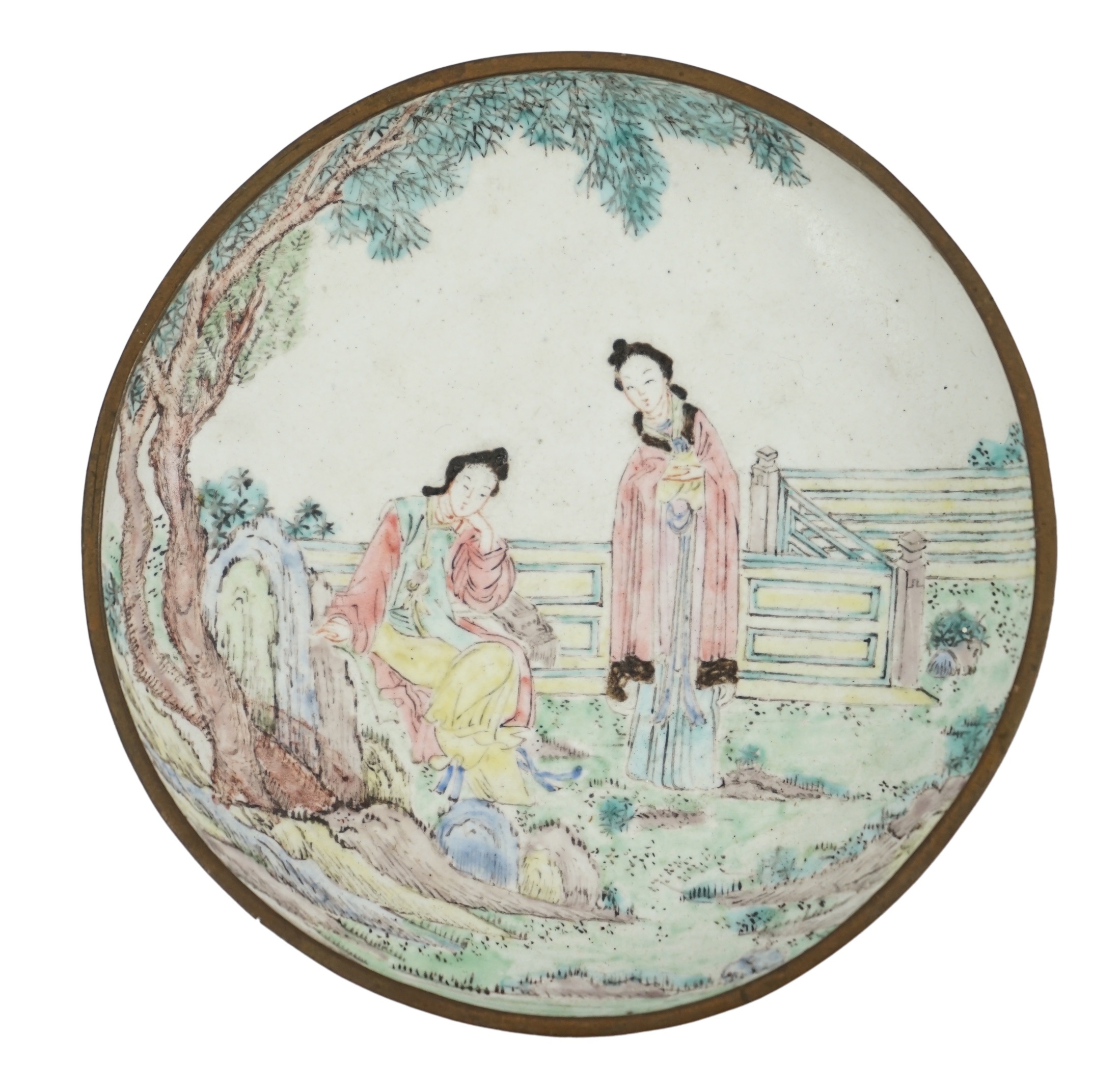 A Chinese Guangzhou enamel saucer dish, 19th century                                                                                                                                                                        