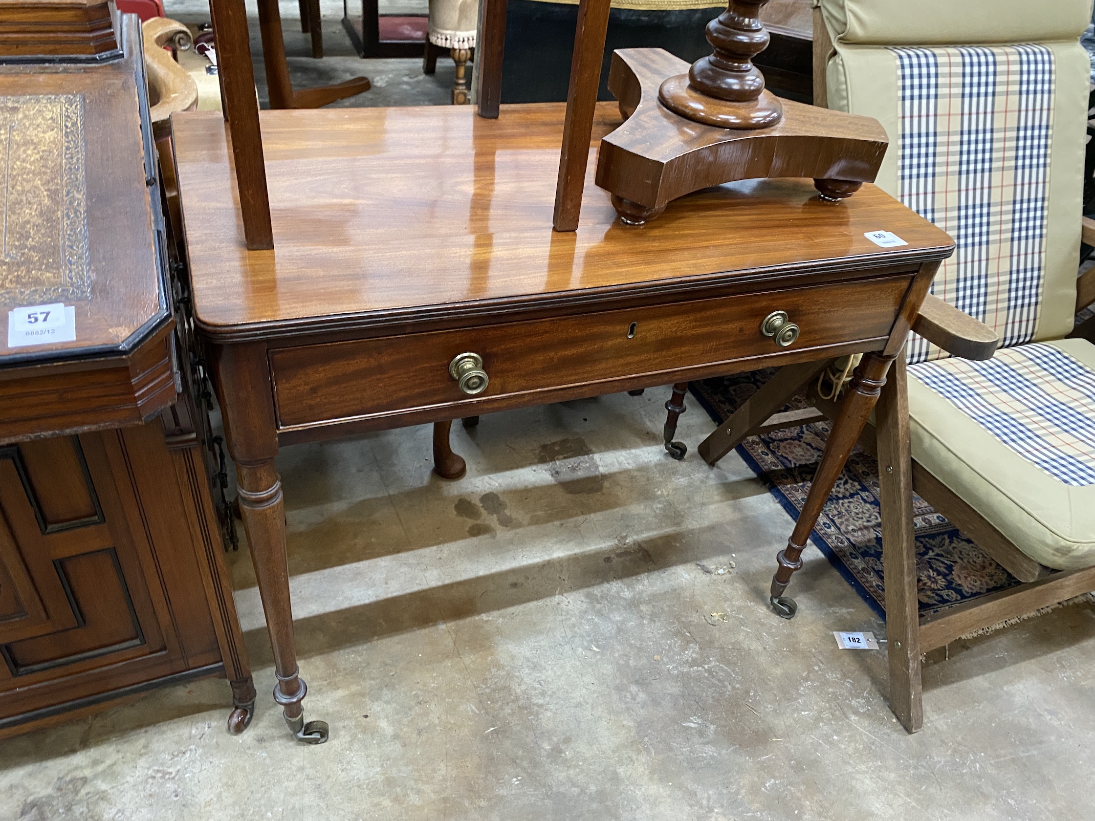 A Regency mahogany side table, width 85cm, depth 49cm, height 72cm                                                                                                                                                          