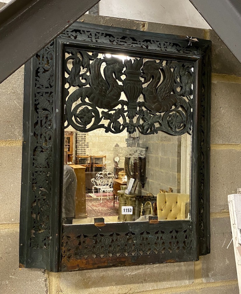 A pierced copper rectangular wall mirror, converted, width 60cm, height 70cm                                                                                                                                                