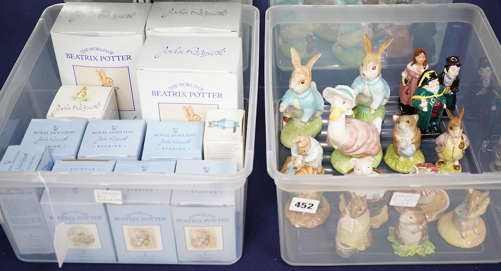 Seven Boxed Royal Doulton Beatrix Potter character figures, three others figures, unboxed, and five boxed Beswick Beatrix Potter figures (15). Condition - good                                                             