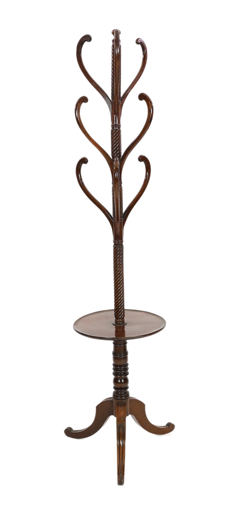 A Regency mahogany hat stand, height 196cm                                                                                                                                                                                  