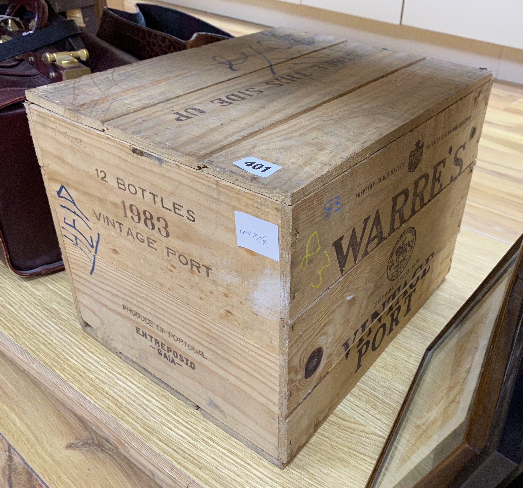 Twelve bottles of Warres vintage Port, 1983, in OWC.                                                                                                                                                                        