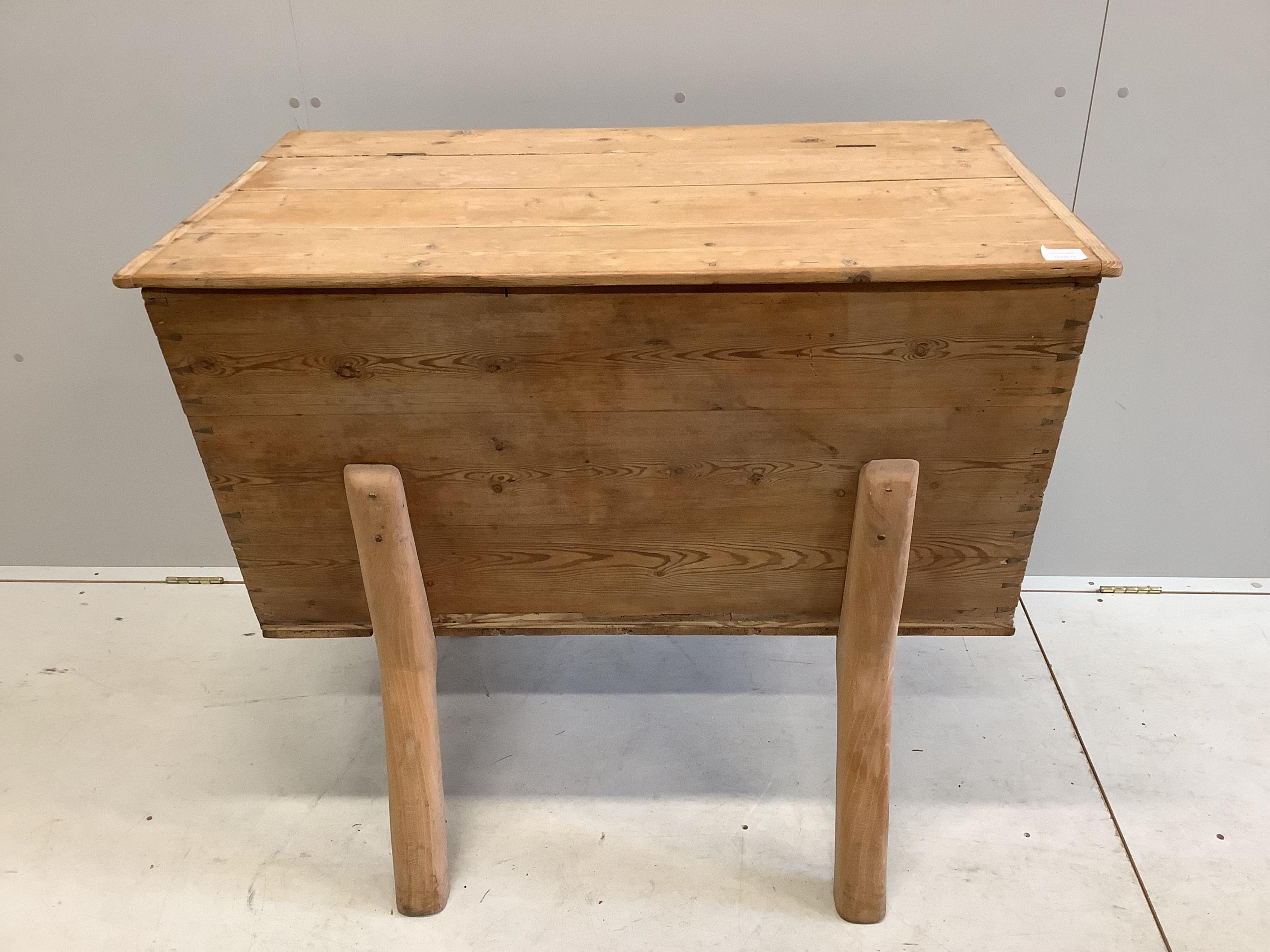 A 19th century pine dough bin, width 100cm, depth 60cm, height 88cm. Condition - fair                                                                                                                                       