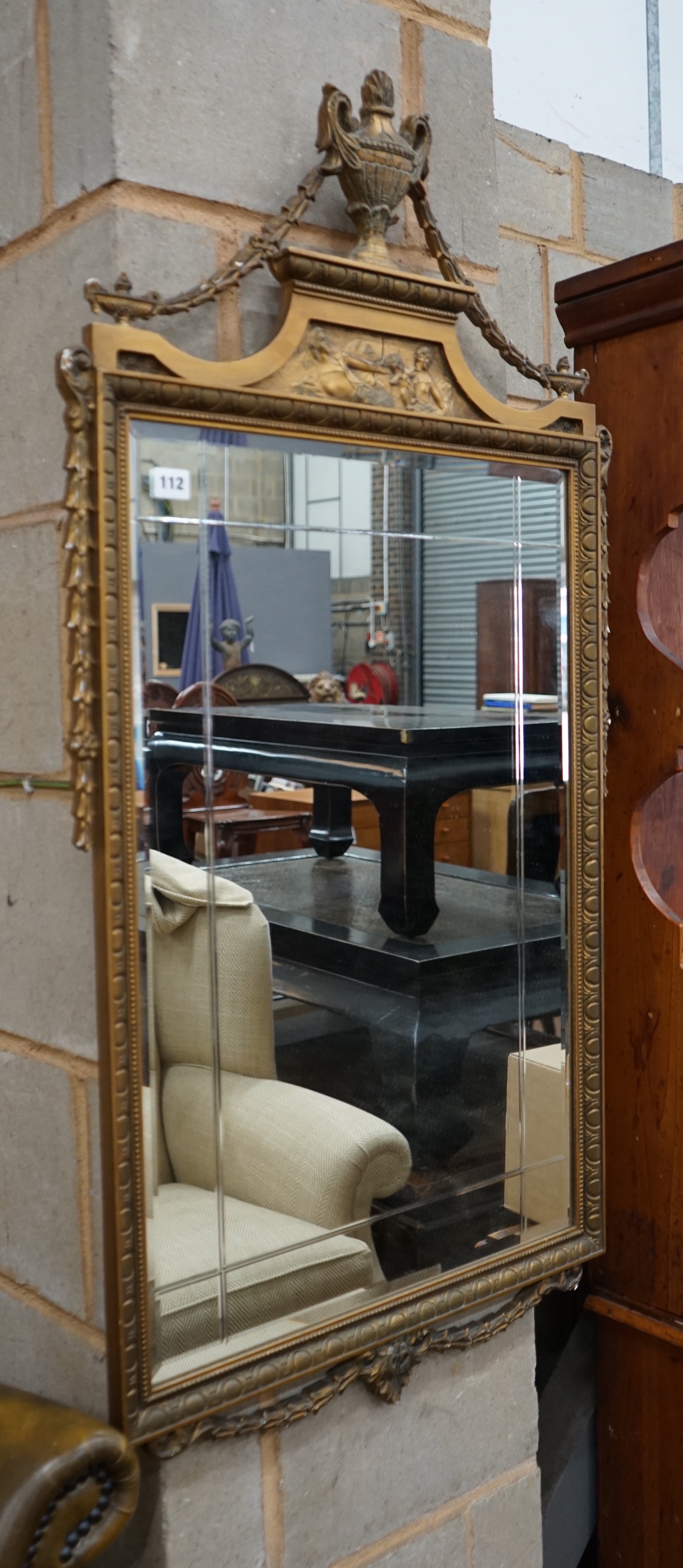 An Adam design rectangular gilt framed wall mirror, width 61cm height 115cm                                                                                                                                                 