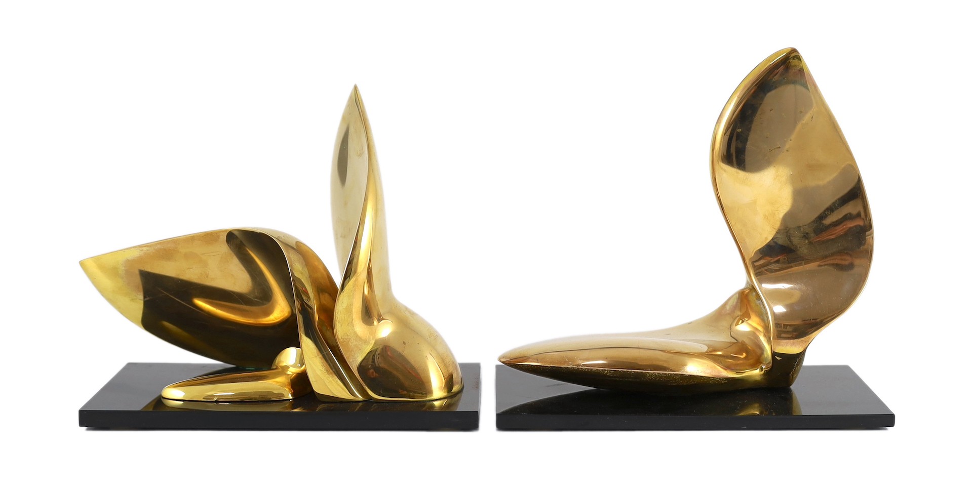Jack Zajac (American, b.1929). A pair of bronze abstract sculptures, 28cm long 22cm high                                                                                                                                    
