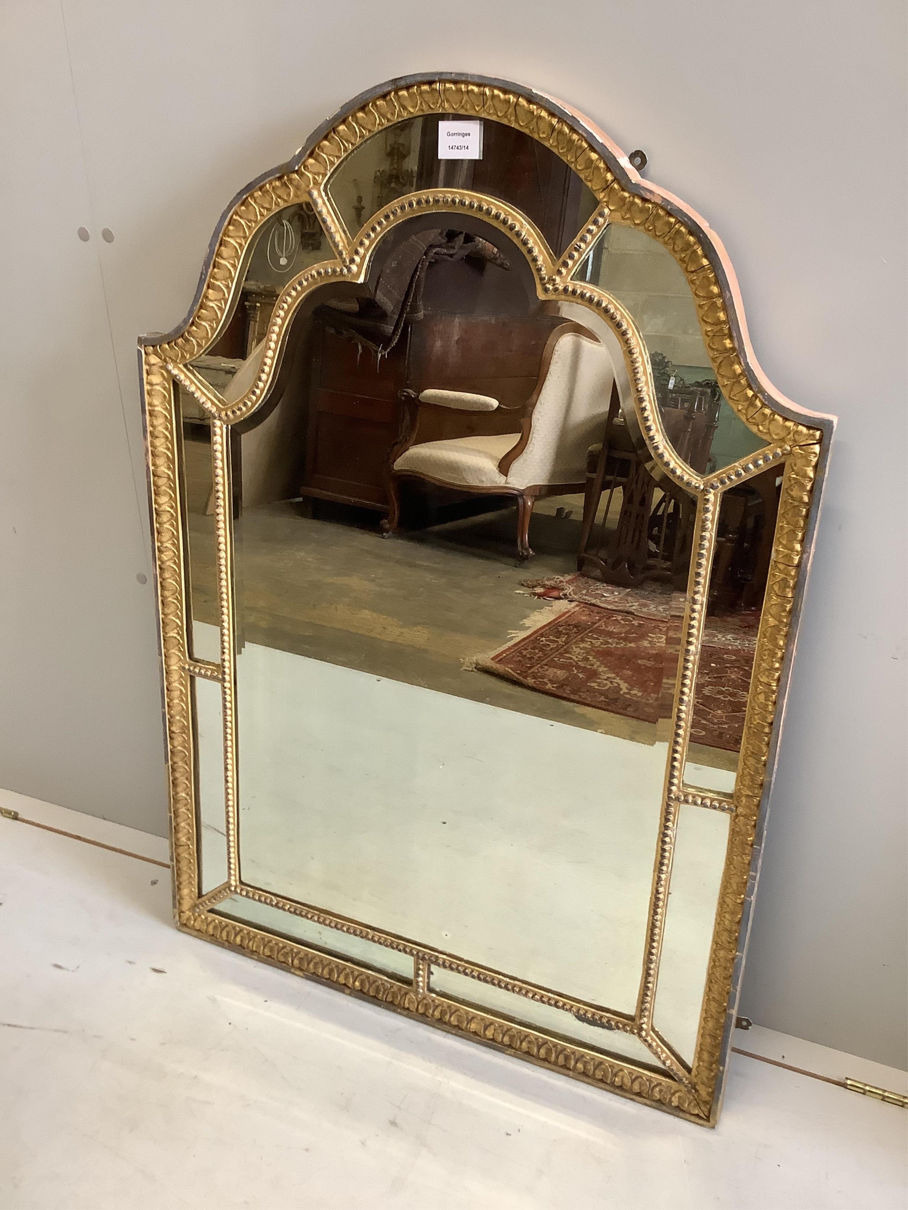 An 18th century style giltwood and composition marginal plate wall mirror, width 74cm, height 107cm. Condition - good                                                                                                       