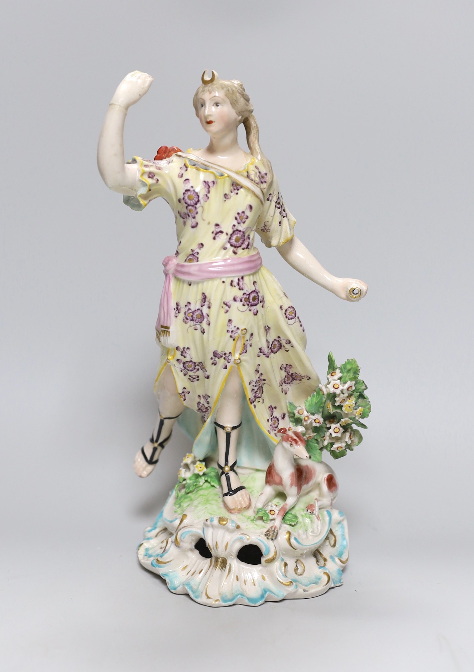 An 18th century Derby figure of Diana the Huntress, 28.5cm                                                                                                                                                                  