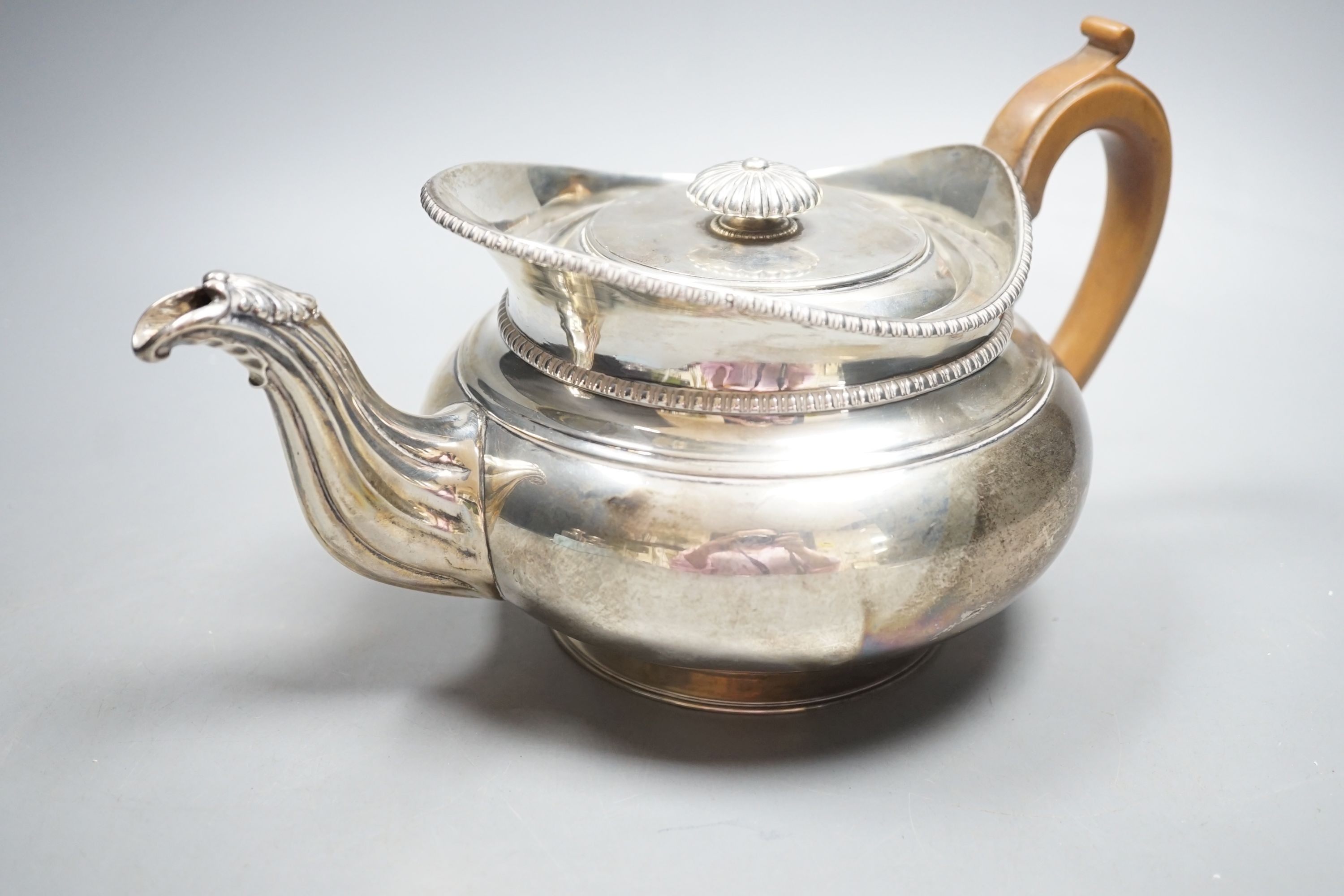 A George III silver circular teapot, by Benjamin & James Smith, London, 1810, gross 24.5oz.                                                                                                                                 