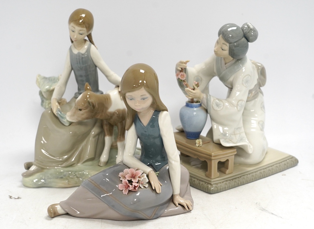 Seven various Lladro figures, original boxes included, tallest 27cm. Condition - fair to good                                                                                                                               