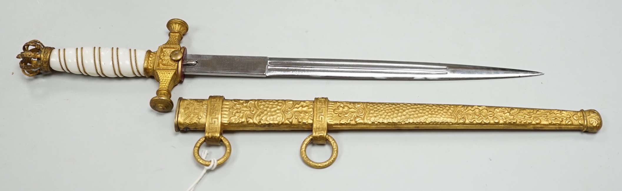A Hellenic army dagger with coat of arms and motto on blade                                                                                                                                                                 