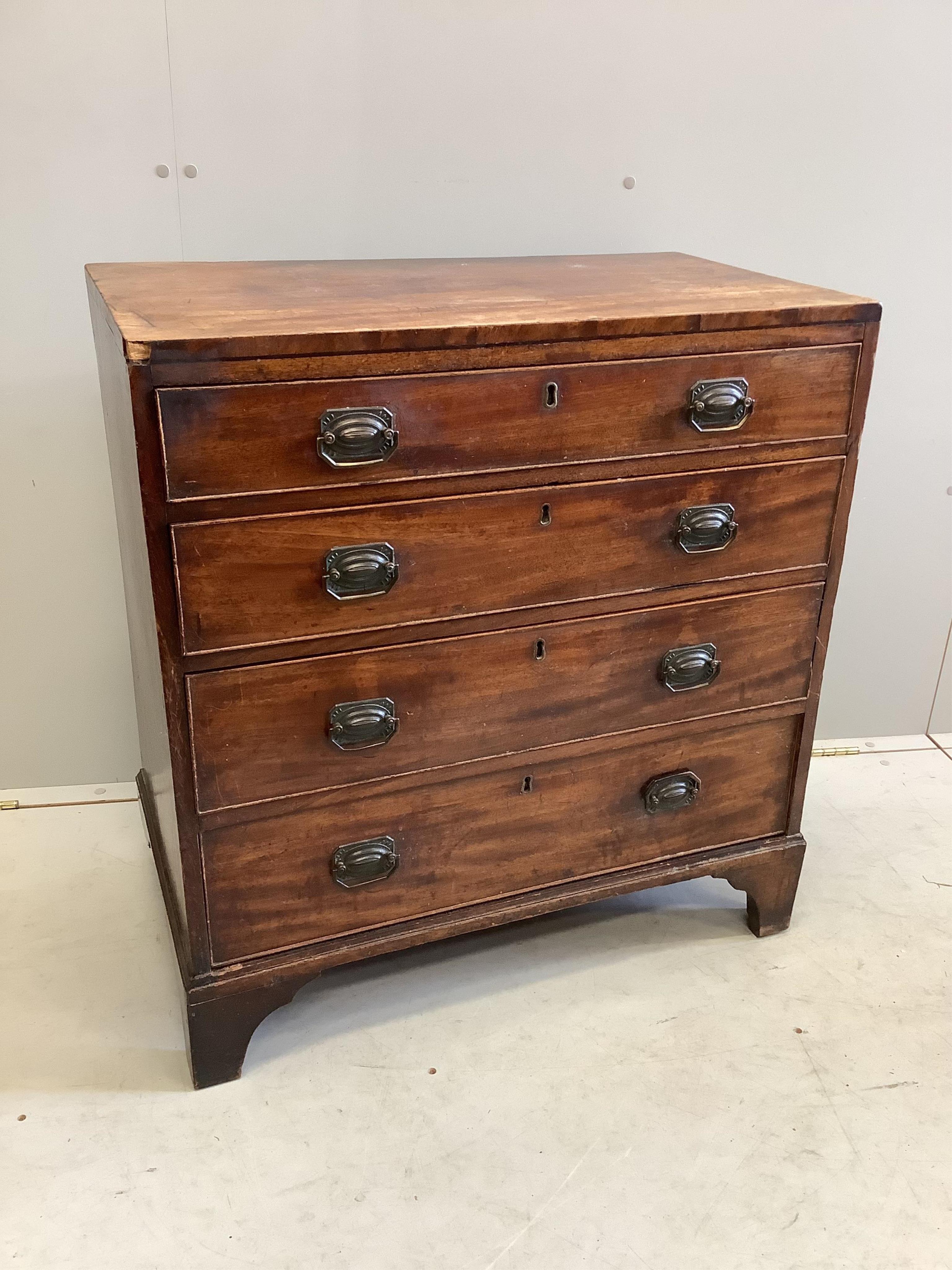 A small George IV mahogany four drawer chest, width 76cm, depth 42cm, height 80cm                                                                                                                                           