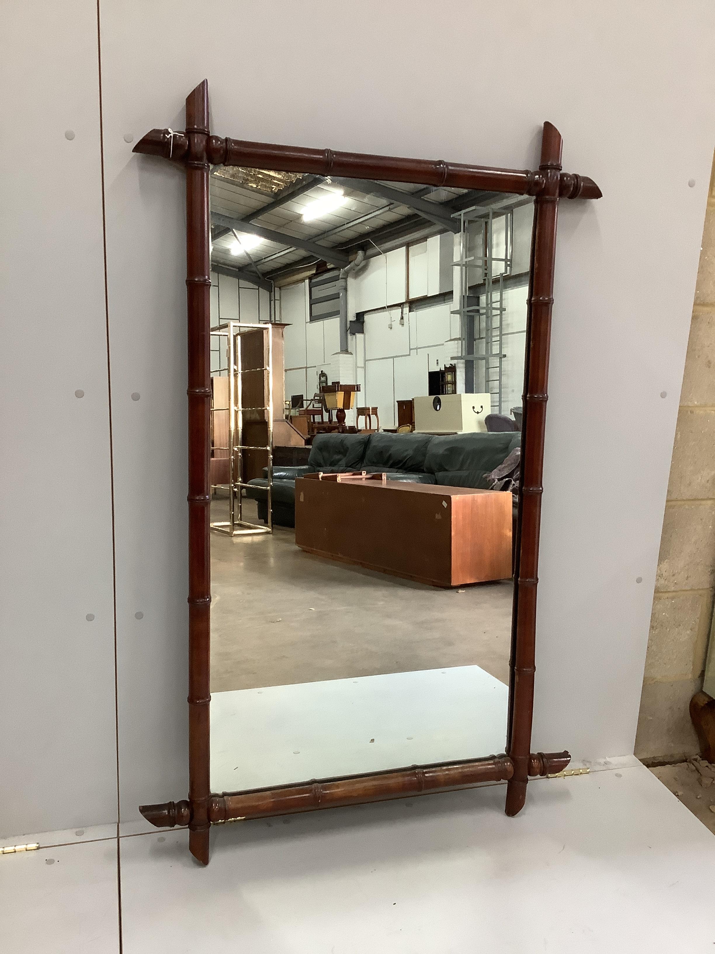 A late 19th century French rectangular faux bamboo wall mirror, width 90cm, height 142cm                                                                                                                                    