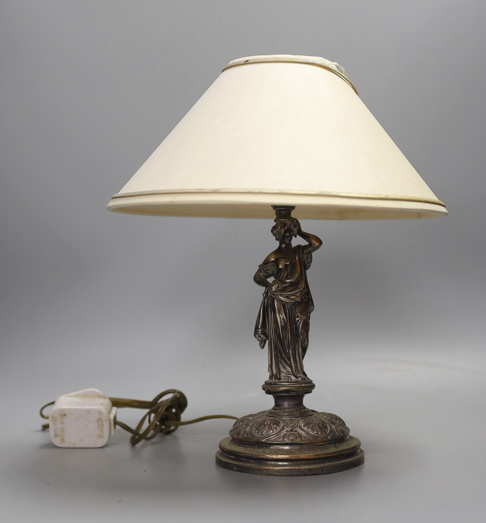 A Sheffield plated figural table lamp                                                                                                                                                                                       