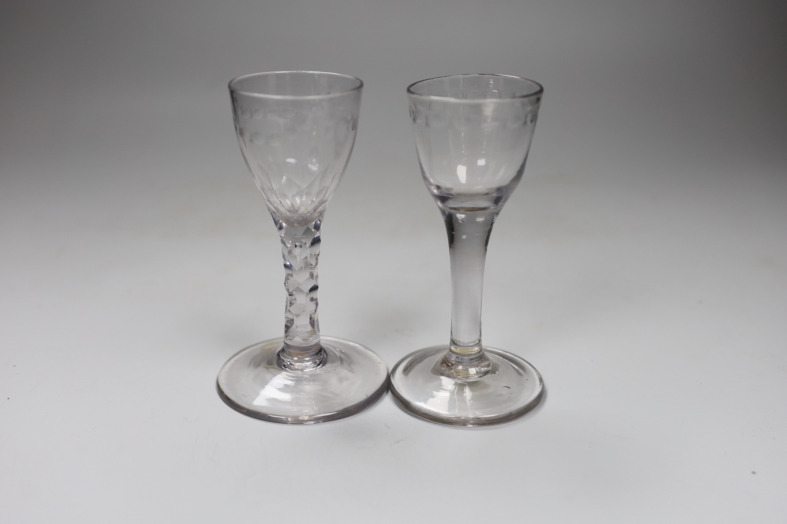 Two George III oxo cordial glasses, tallest 13cm                                                                                                                                                                            