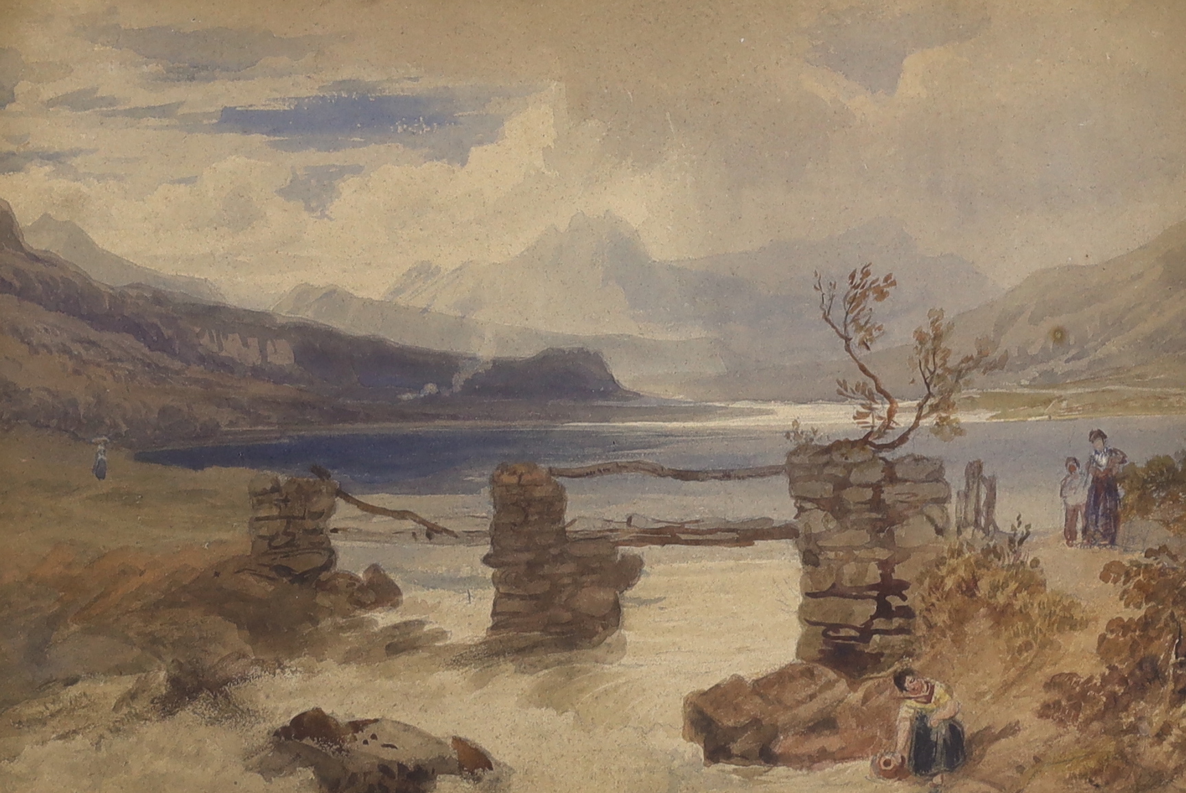 Henry Gastineau R.W.S (1790-1876), watercolour, ‘’Bridge at Capel Curig, North Wales’’, signed and inscribed to label verso, 20 x 30cm, ornate gilt framed                                                                  