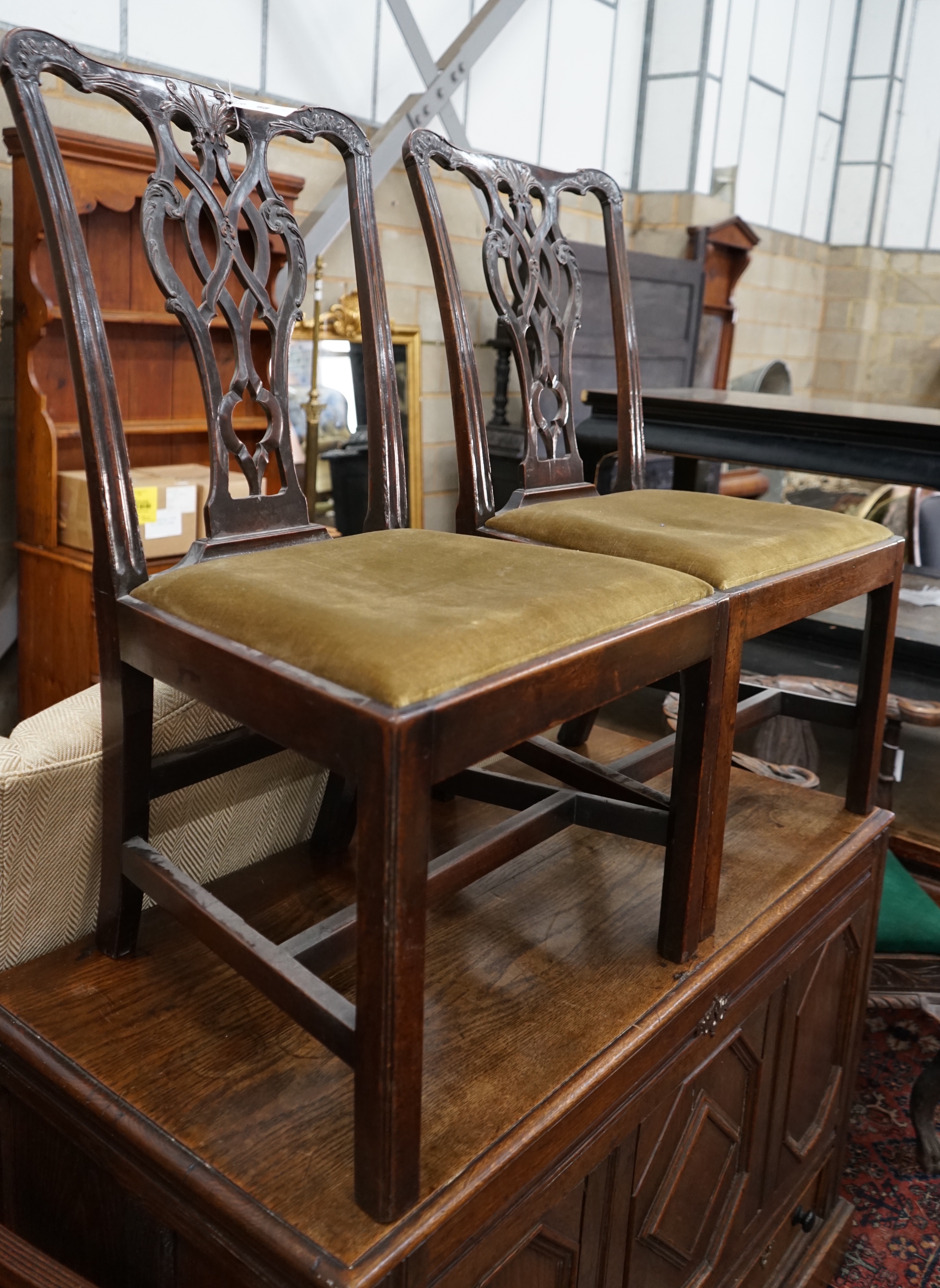 A pair of George III mahogany dining chairs                                                                                                                                                                                 