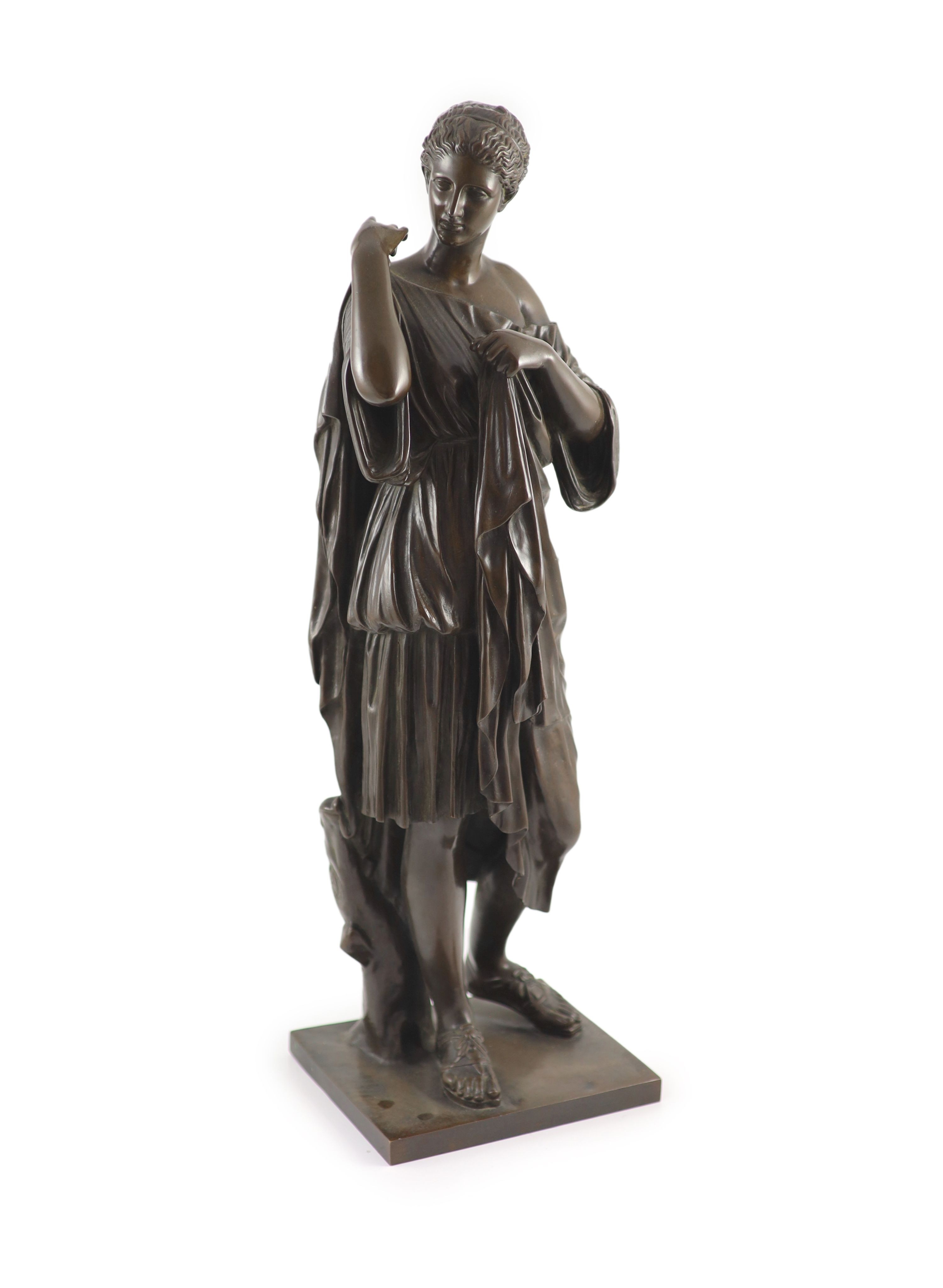 A large 19th century bronze figure of a classical maiden H 55cm. W 17cm.                                                                                                                                                    