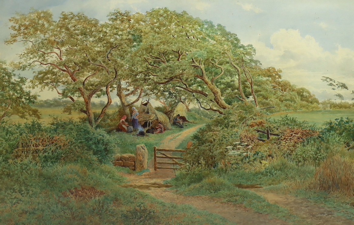 Robert Dobson (British, fl.1860-1901), 'The Old Roman Road, Prenton, Golf Links', watercolour, 52 x 80cm                                                                                                                    