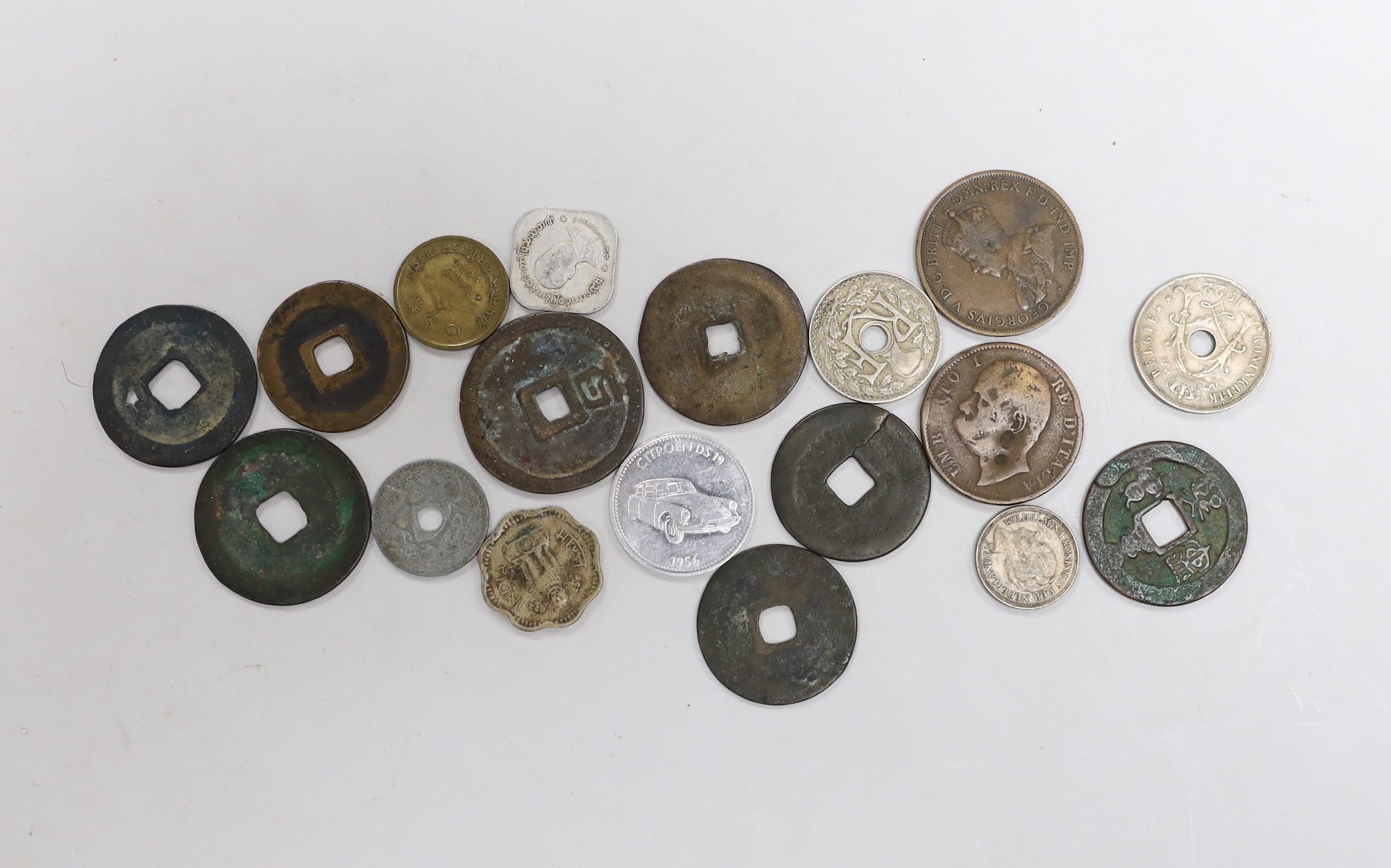 A collection of Chinese and other world coins                                                                                                                                                                               