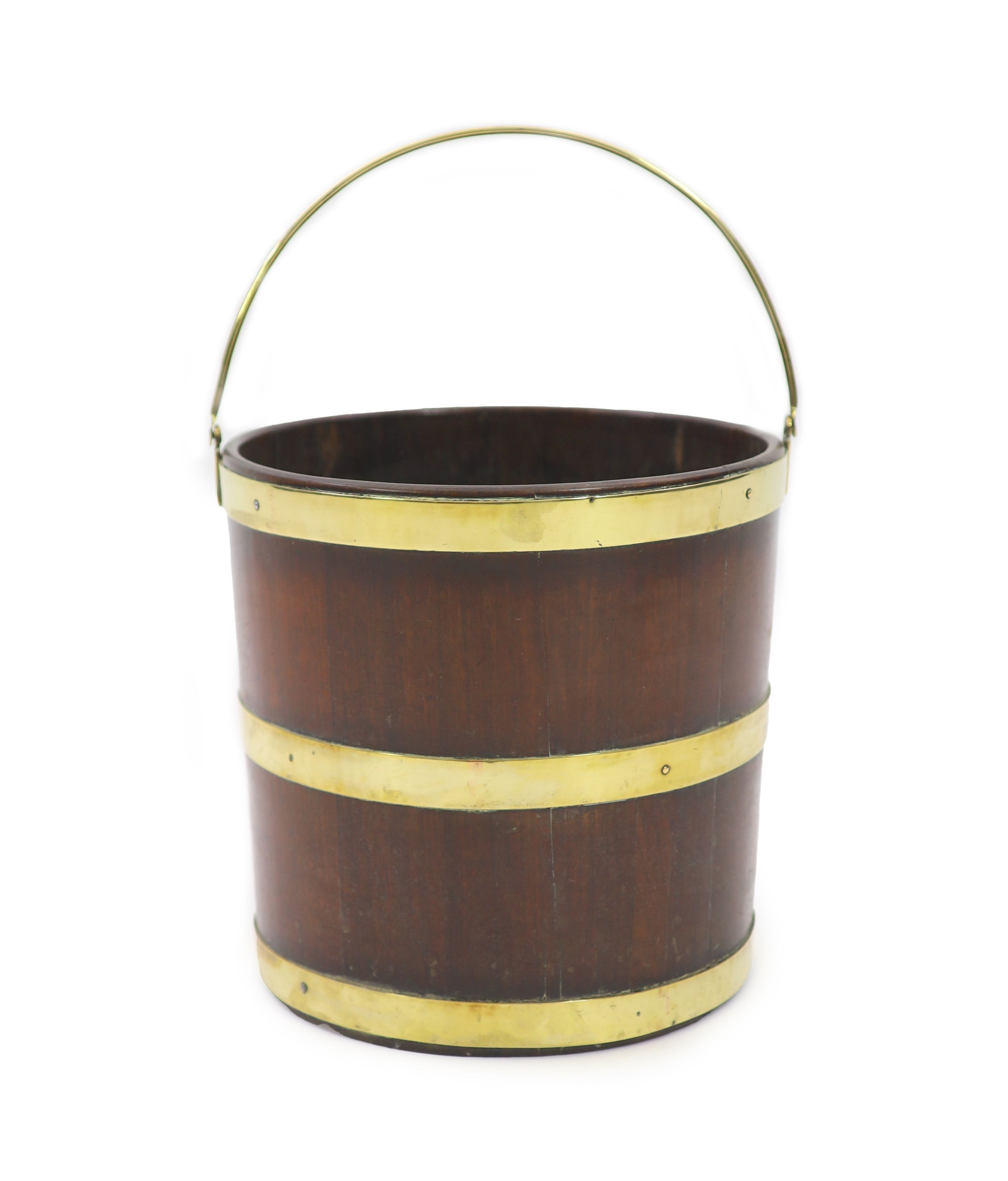 A George III mahogany peat bucket, W.31cm H.29cm                                                                                                                                                                            