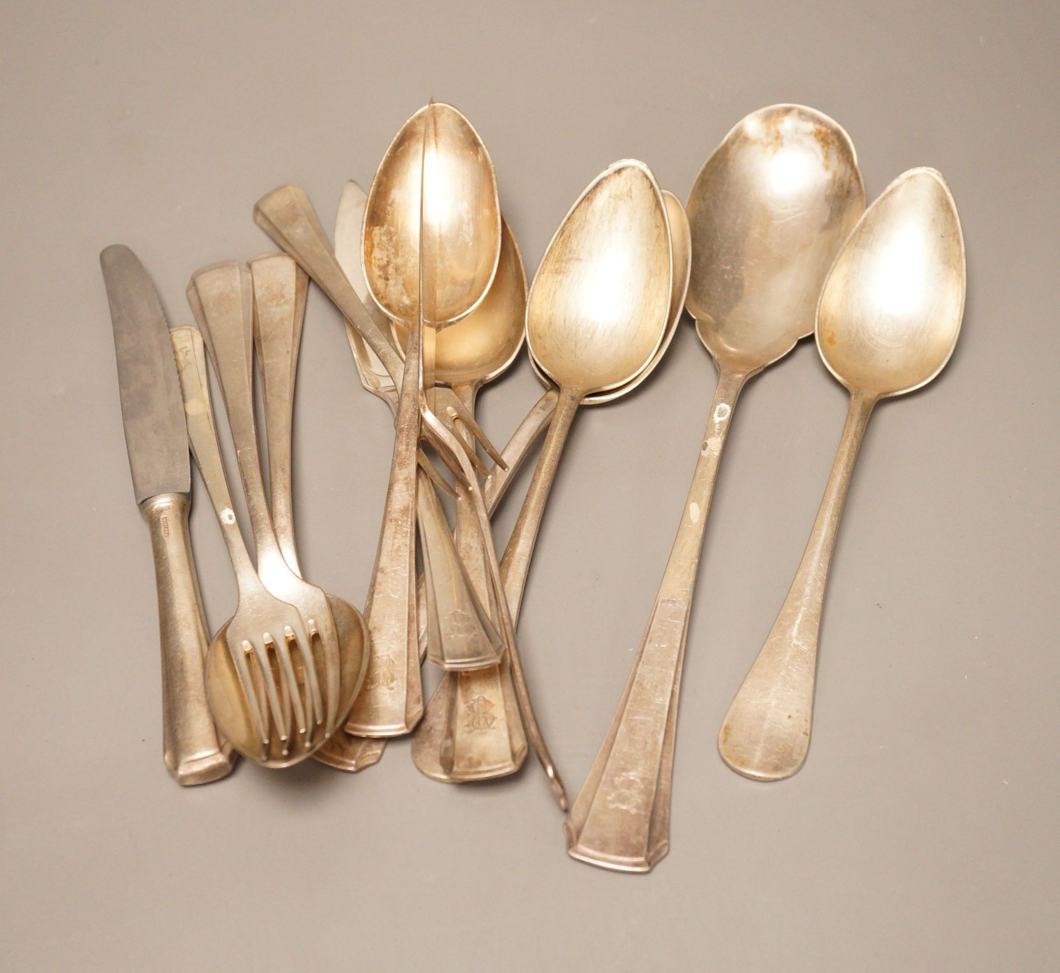 An assortment of plated cutlery                                                                                                                                                                                             