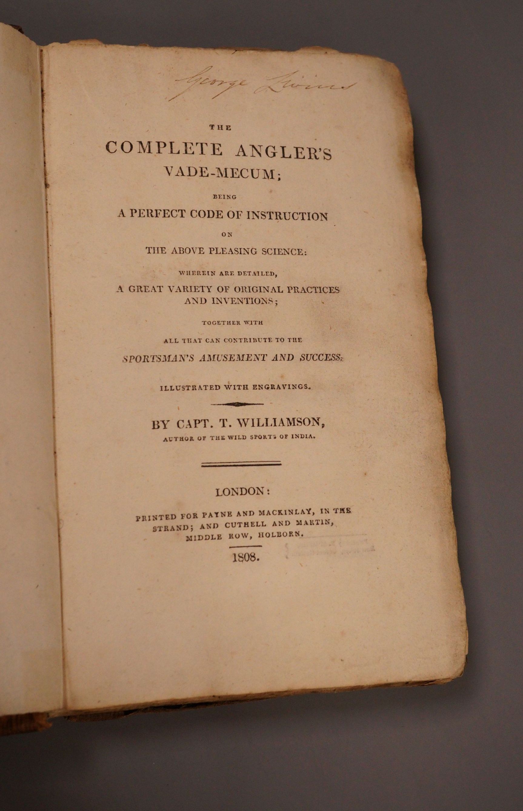 'The Complete Anglers vade-mecum' by Captain T. Williamson                                                                                                                                                                  