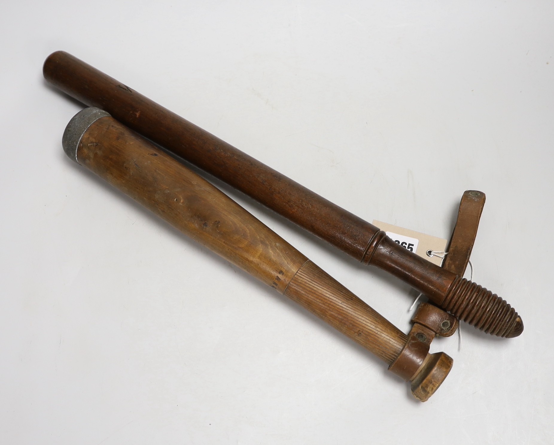 A William IV truncheon and another. Longest 52cm                                                                                                                                                                            