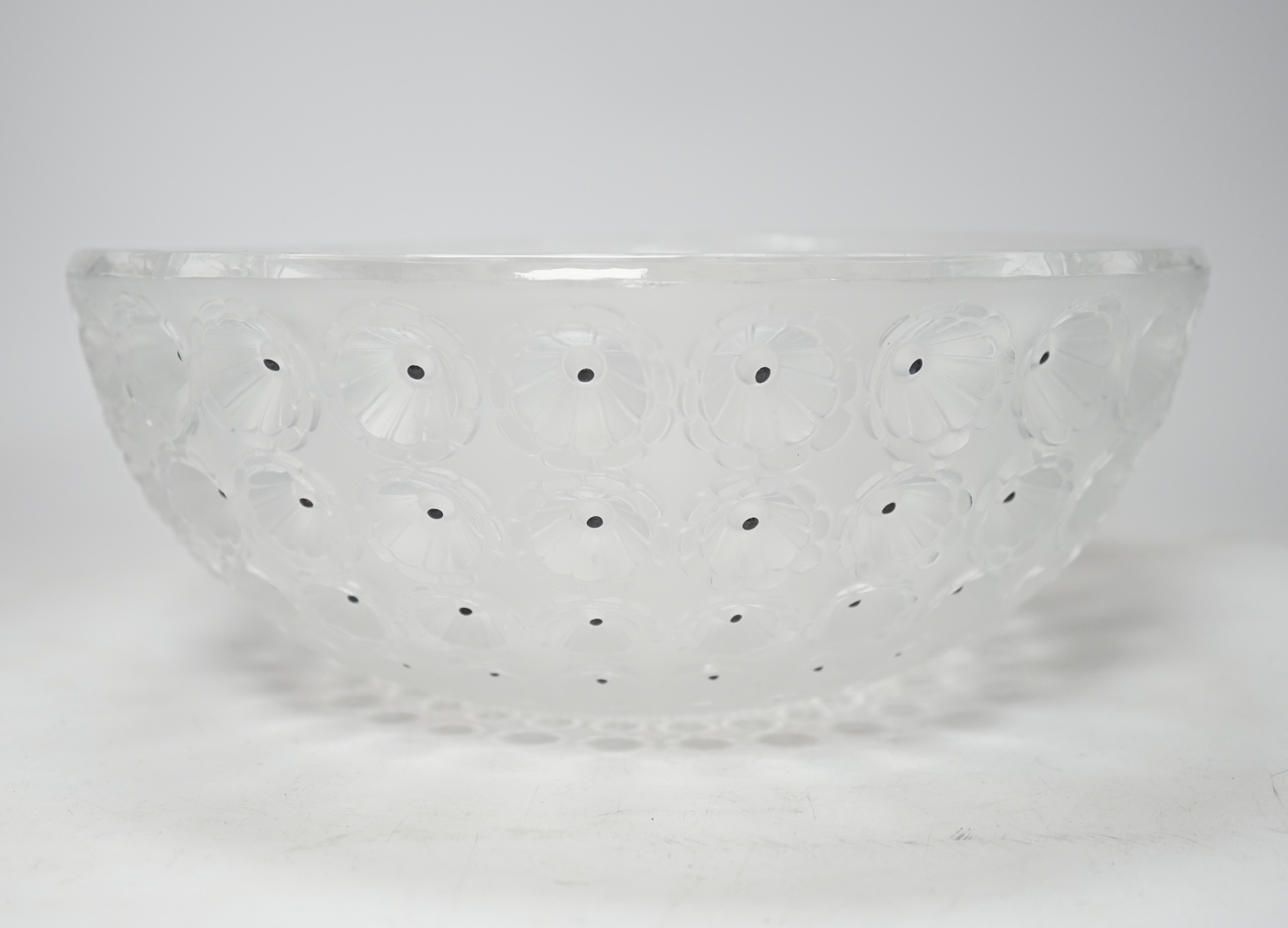 A Lalique Nemours pattern large centre bowl with box, signed to the base, 25cm in diameter                                                                                                                                  