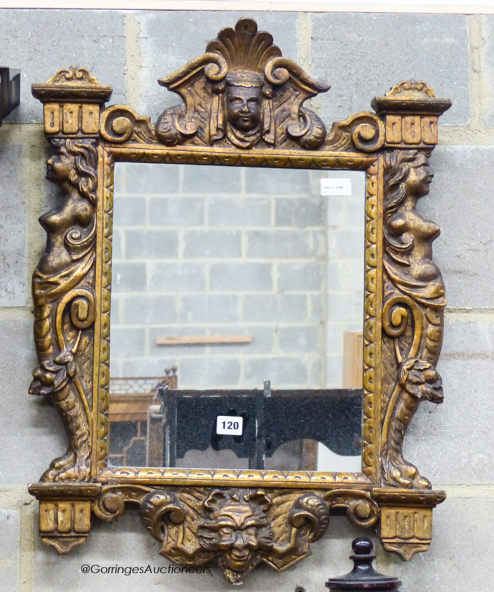 A Renaissance style giltwood wall mirror                                                                                                                                                                                    