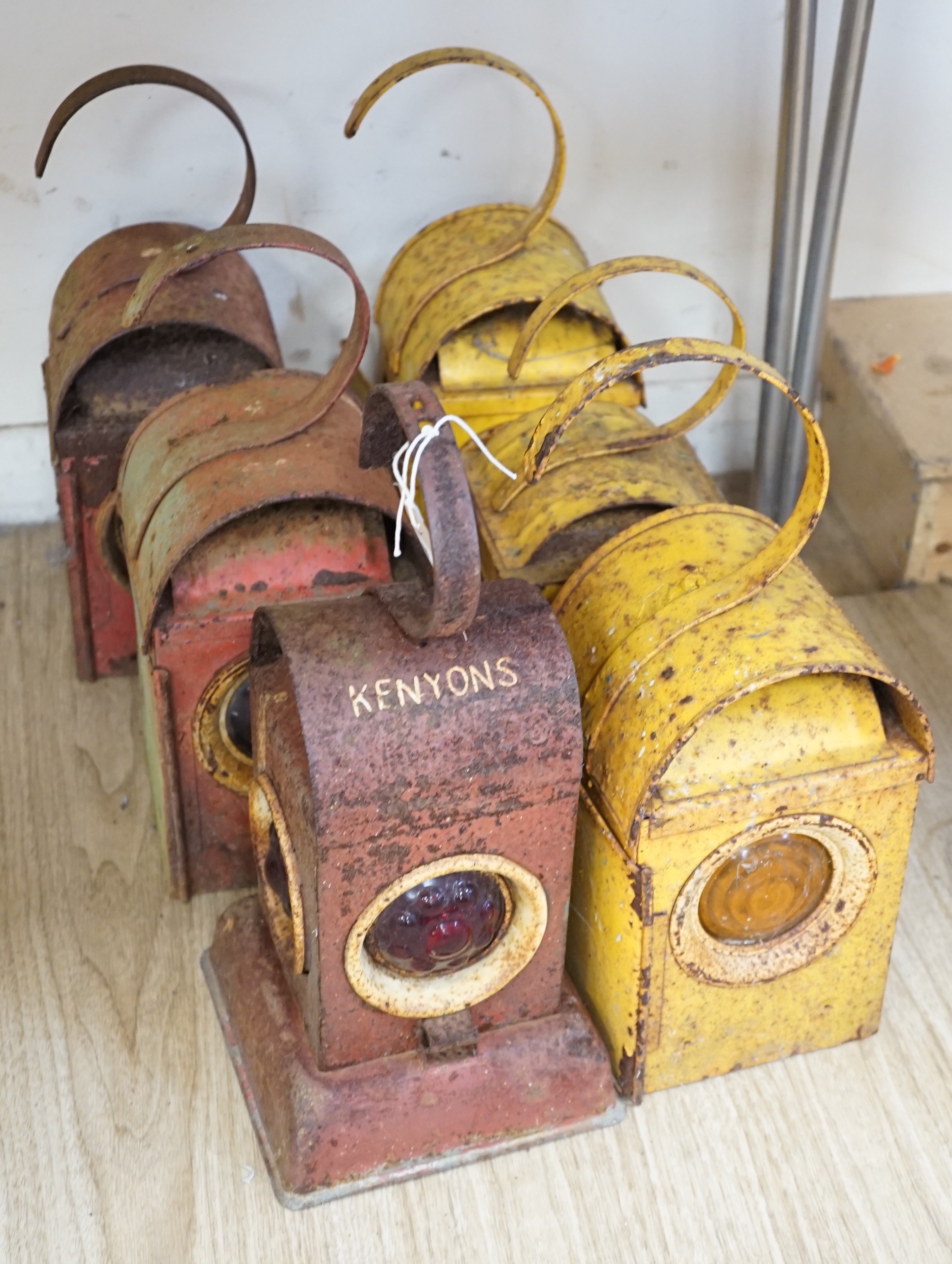 A group of six worker's construction lamps, paraffin-fired                                                                                                                                                                  
