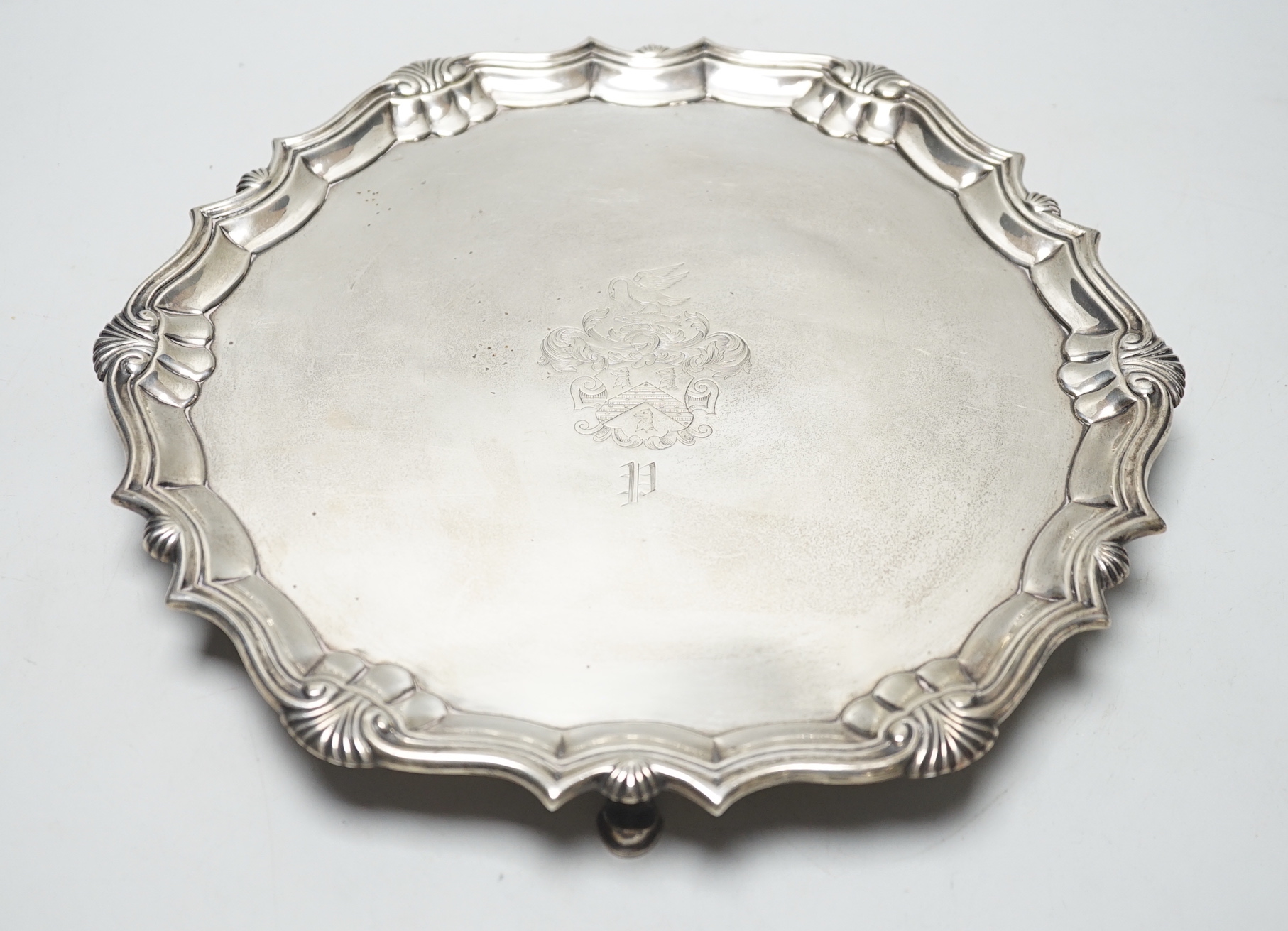 A George II silver salver, by Robert Abercromby, London, 1739, 28.8cm, 24.8oz.                                                                                                                                              