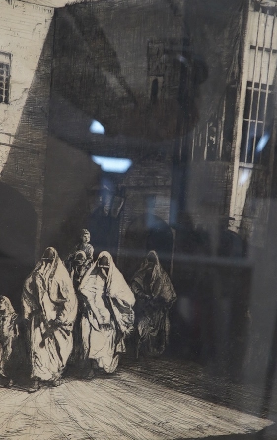 Charles William Cain (British, 1893-1962), drypoint etching, Street scene with Arab women, signed in ink and numbered 29.75, 39 x 27cm. Condition                                                                           