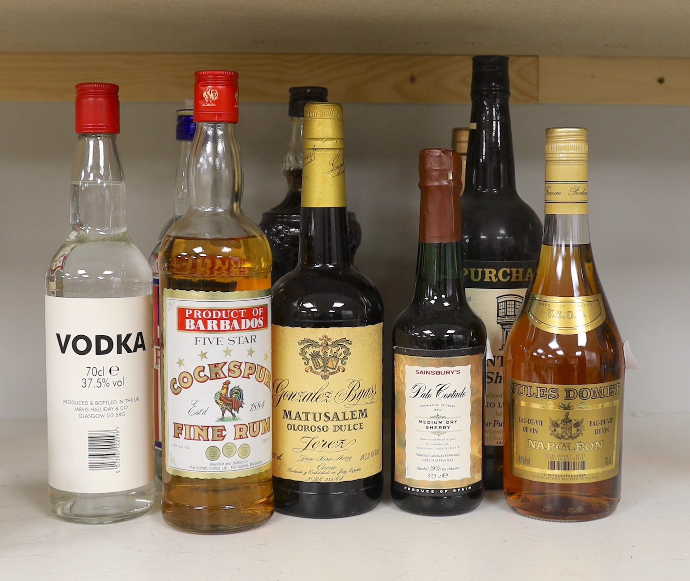 A selection of spirits, brandies and sherries                                                                                                                                                                               
