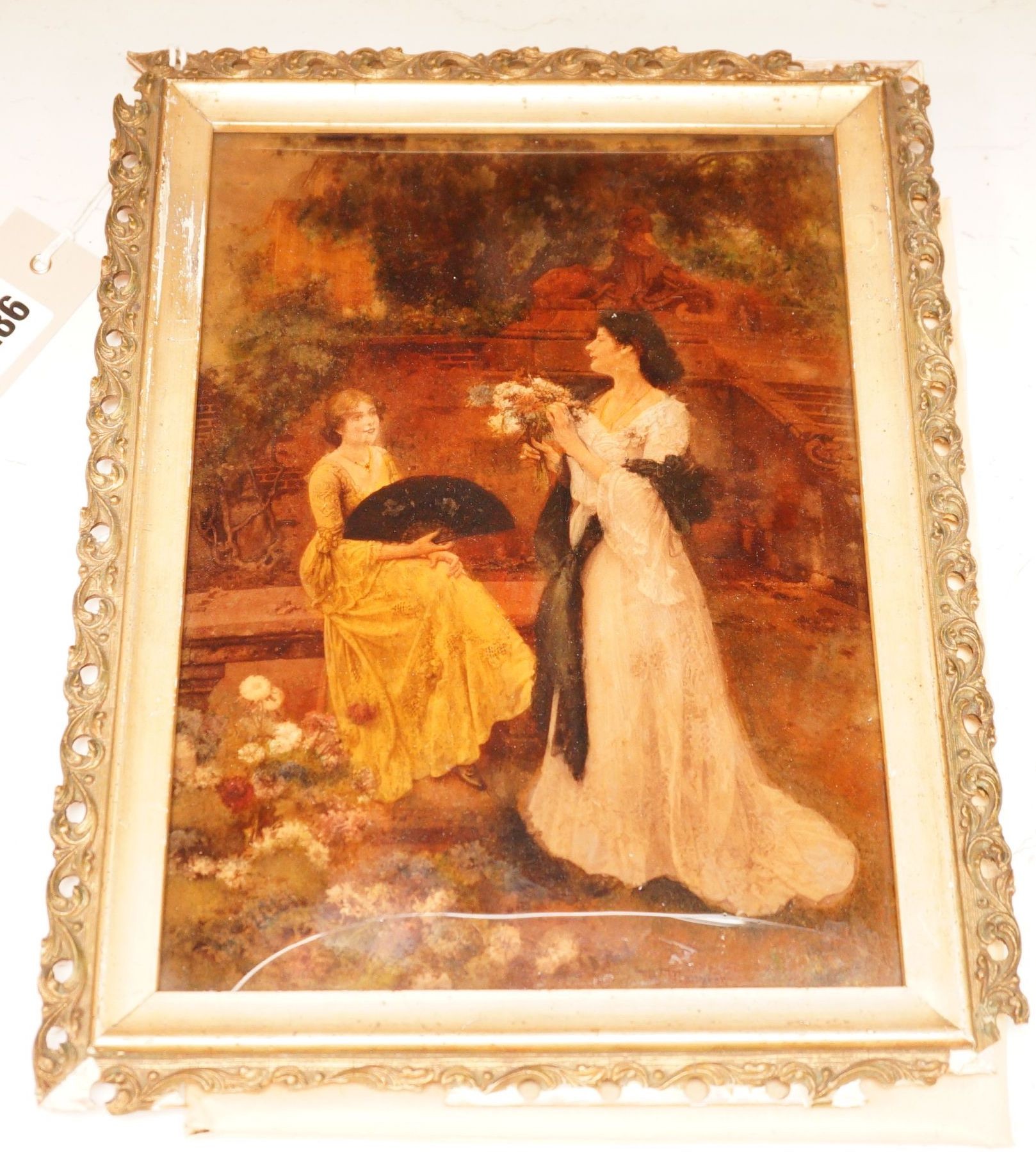 A 19th century gilt framed reverse painting on glass, 26x18cm                                                                                                                                                               