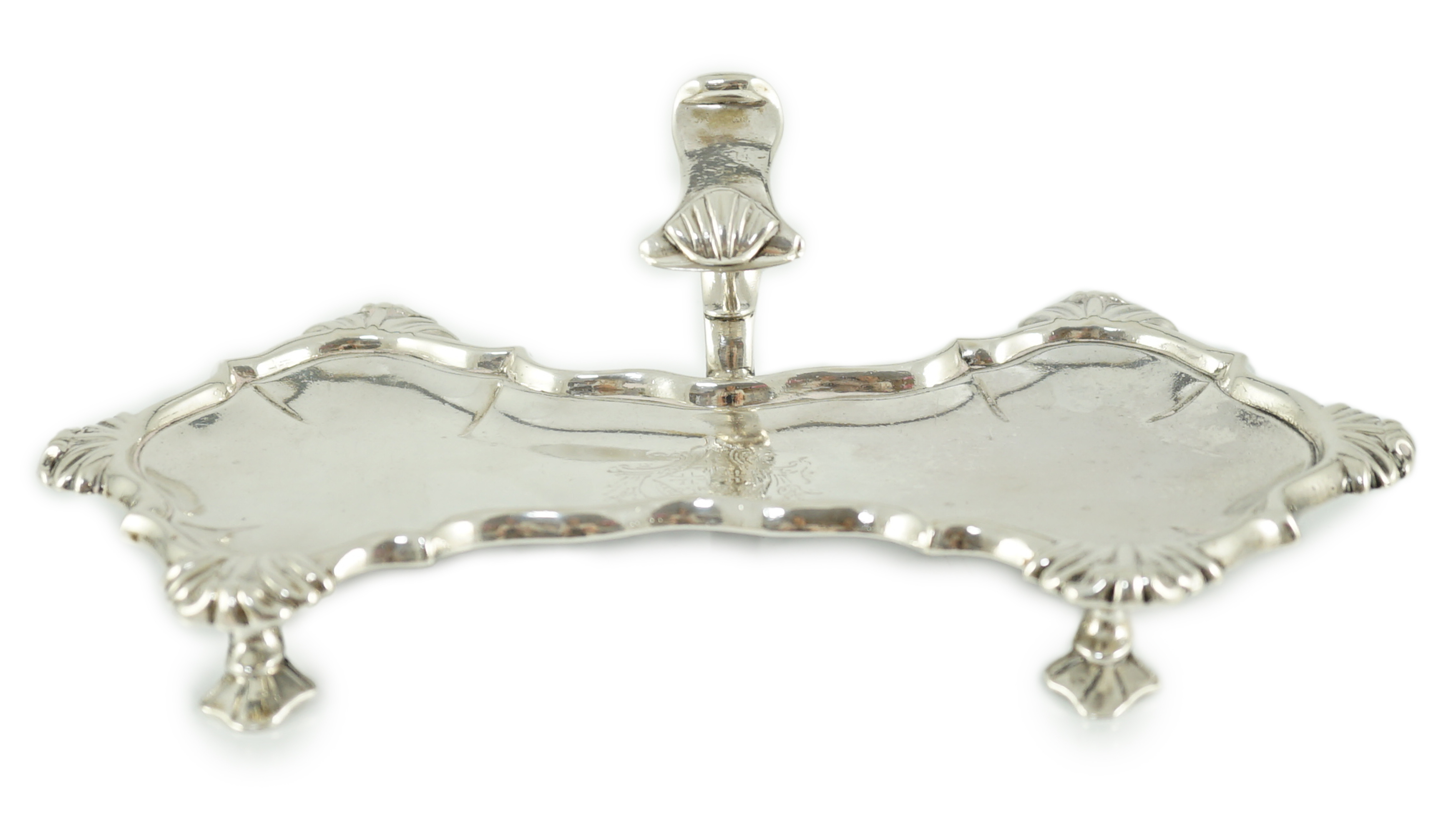 A George II silver snuffers stand, by John Cafe                                                                                                                                                                             