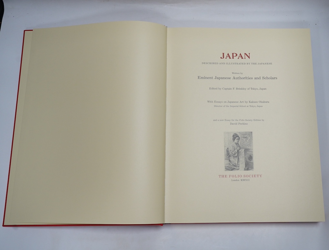 Folio Society - Brinkley, Capt F (editor) - Japan : Described and Illustrated by the Japanese, 2 vols, reprinting the 1897-98 first edition in Boston, one of 1000, fine bright set in red and black cloth each in its own s