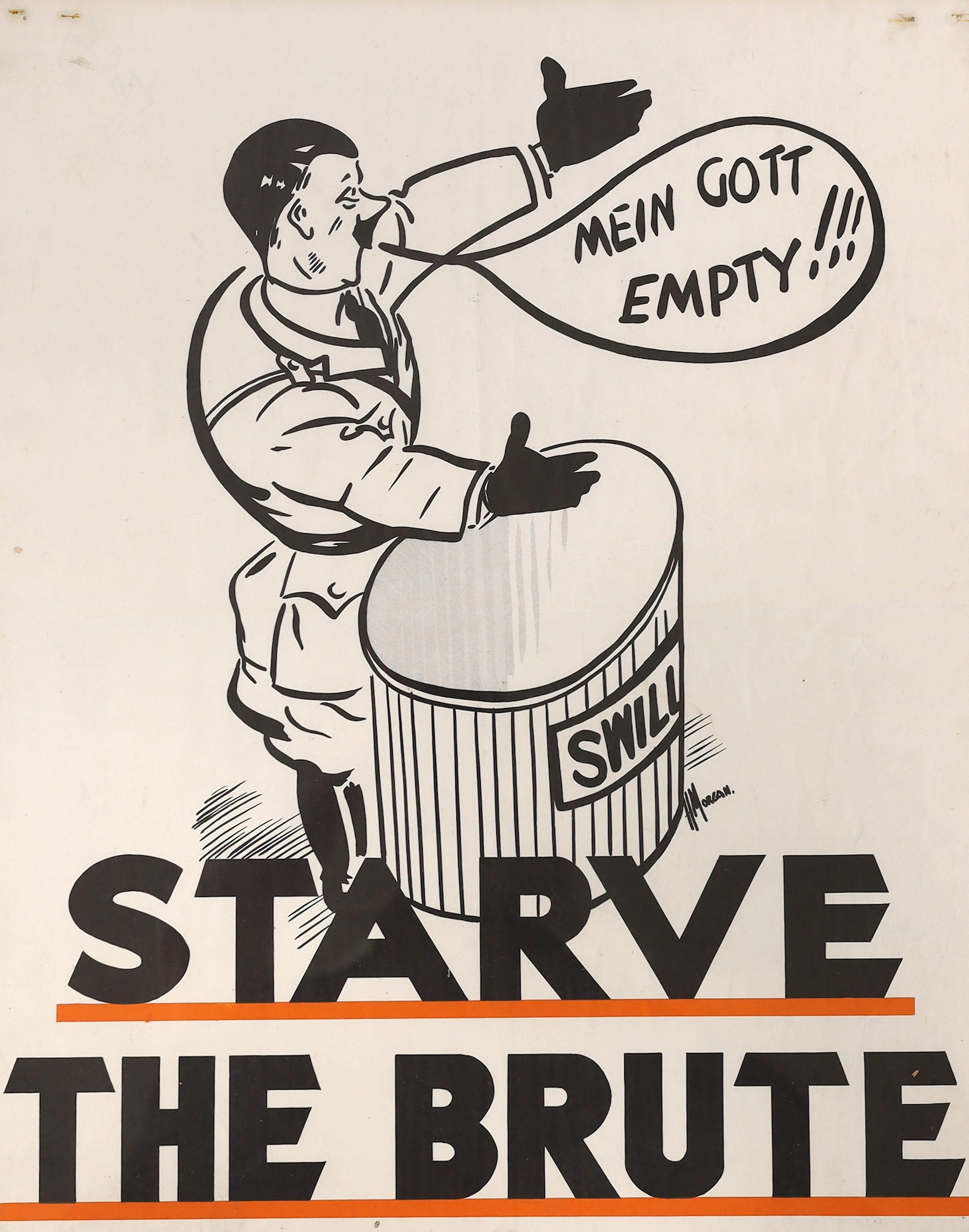 A propaganda poster ‘Starve The Brute’, Survey Training Centre after H Morgan, 1941, 55x43cm                                                                                                                                