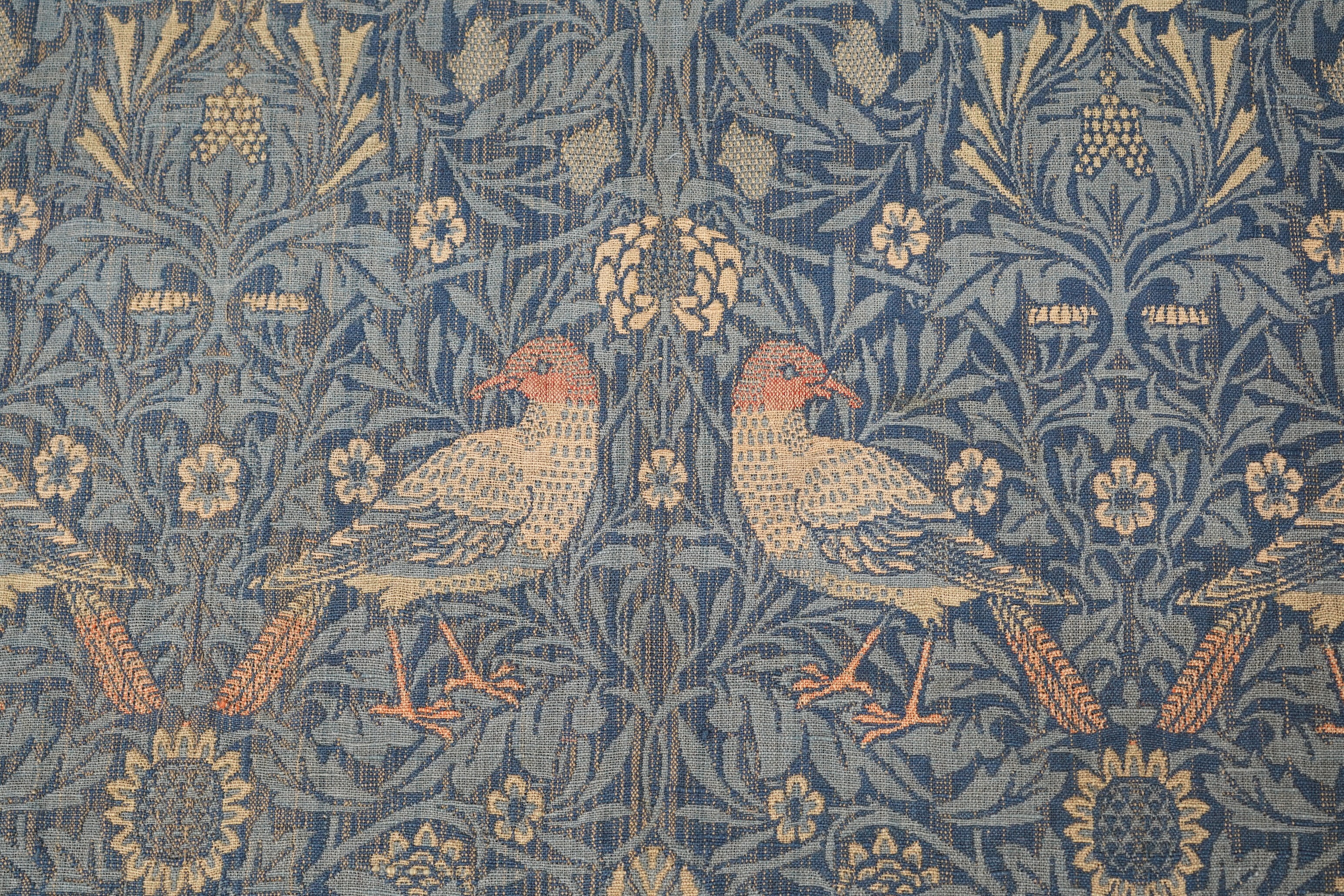 A later sample panel of William Morris ‘Bird’ design, jacquard-woven woollen double cloth, furnishing fabric. Originally manufactured in 1877-1888 by Merton Abbey Workshop for Morris &Co. 91cm x 71cm                     