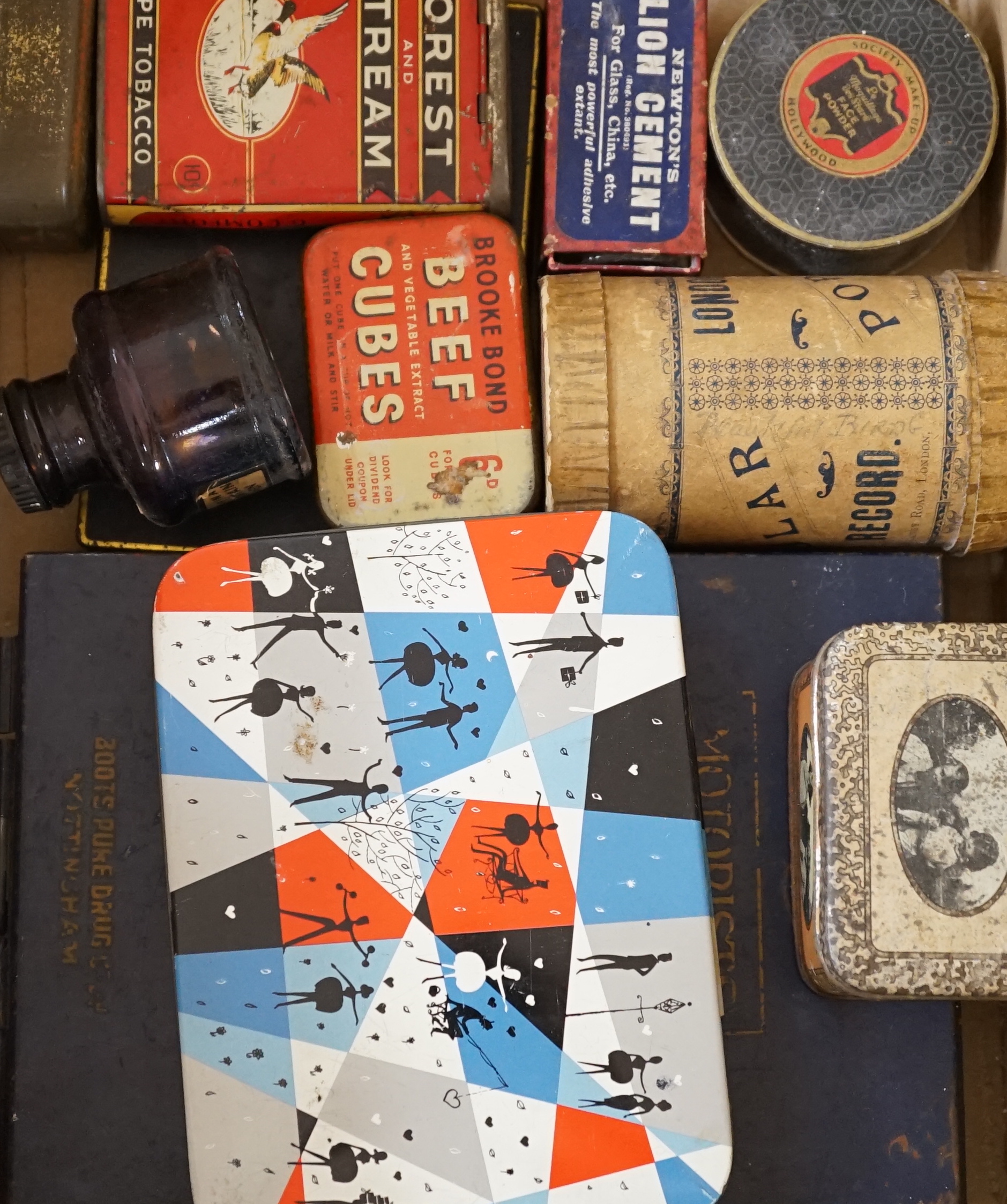 Advertising collectibles comprising mostly packaging / tins including OXO and Black Cat cigarettes                                                                                                                          