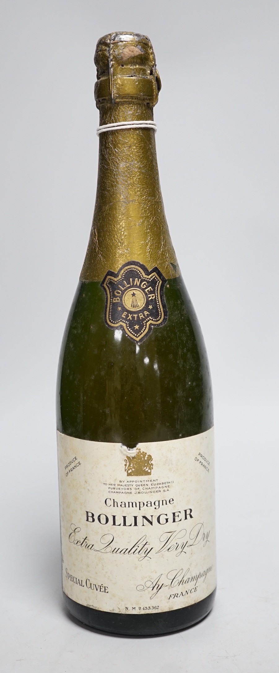 A single bottle of Bollinger                                                                                                                                                                                                